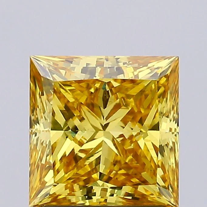 1.53 Carat Princess Cut Fancy Yellow