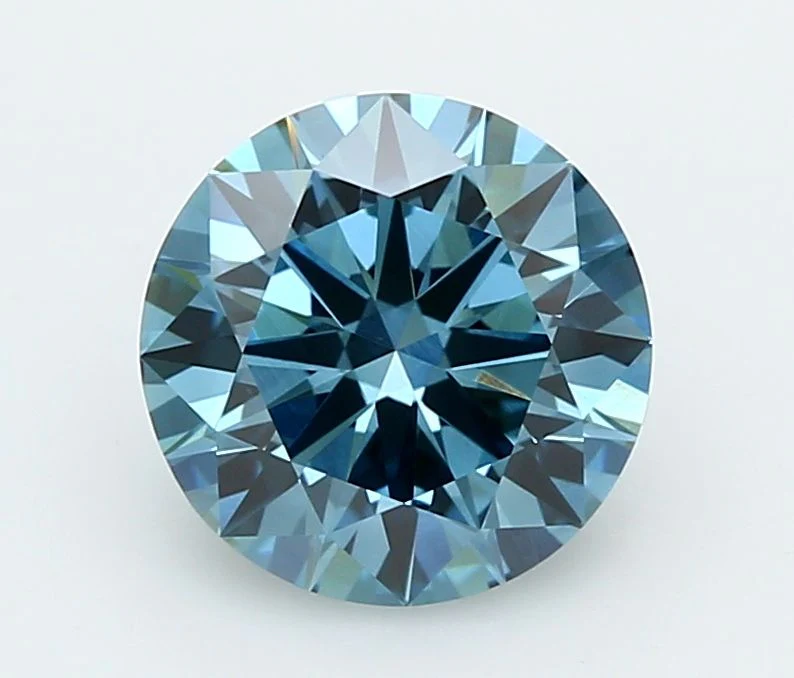 2.01 Carat Round Cut Fancy Blue