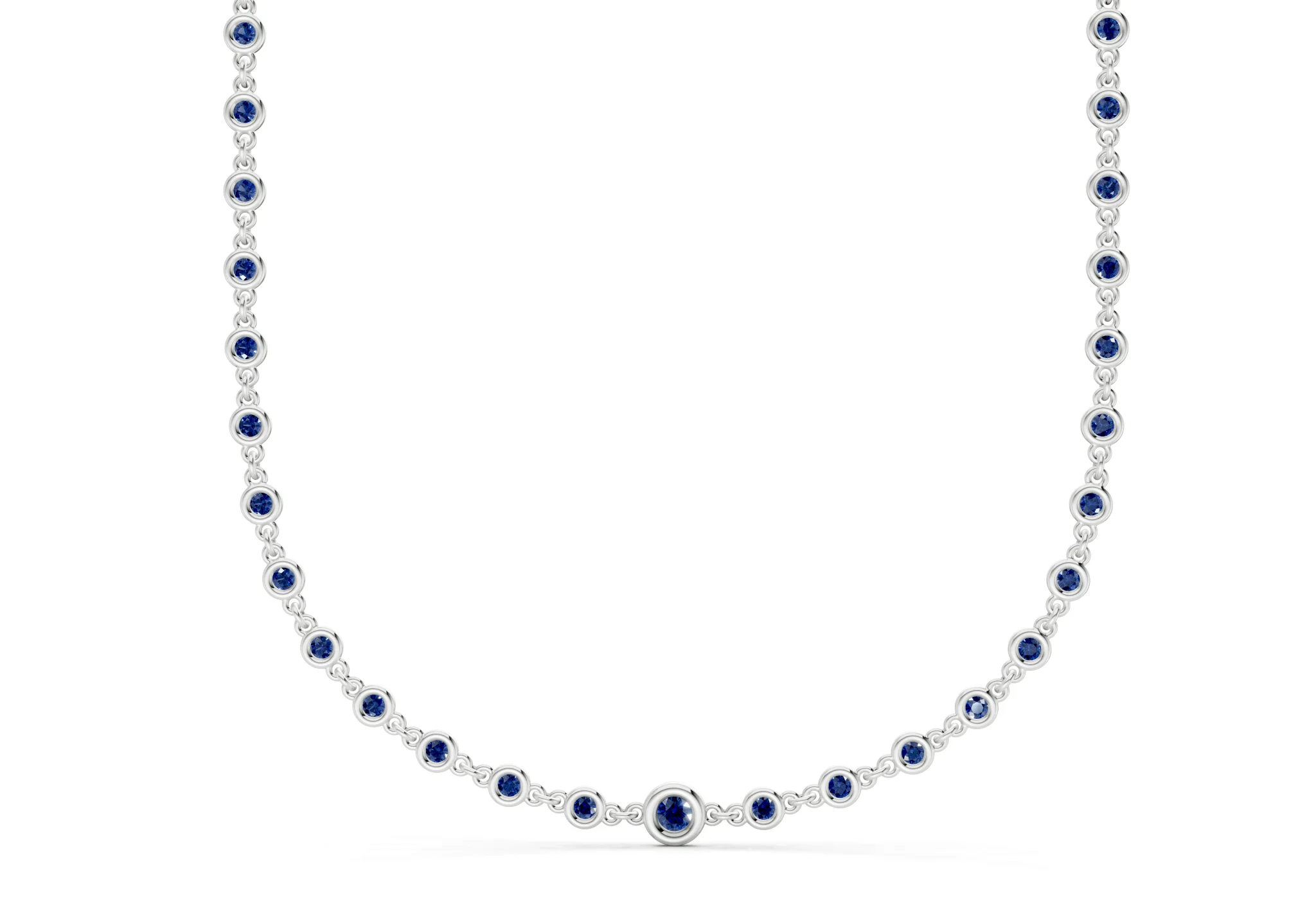 Eternal Sapphire Gemstone Stationed Necklace 2 Carat Total Wt. - Image 8