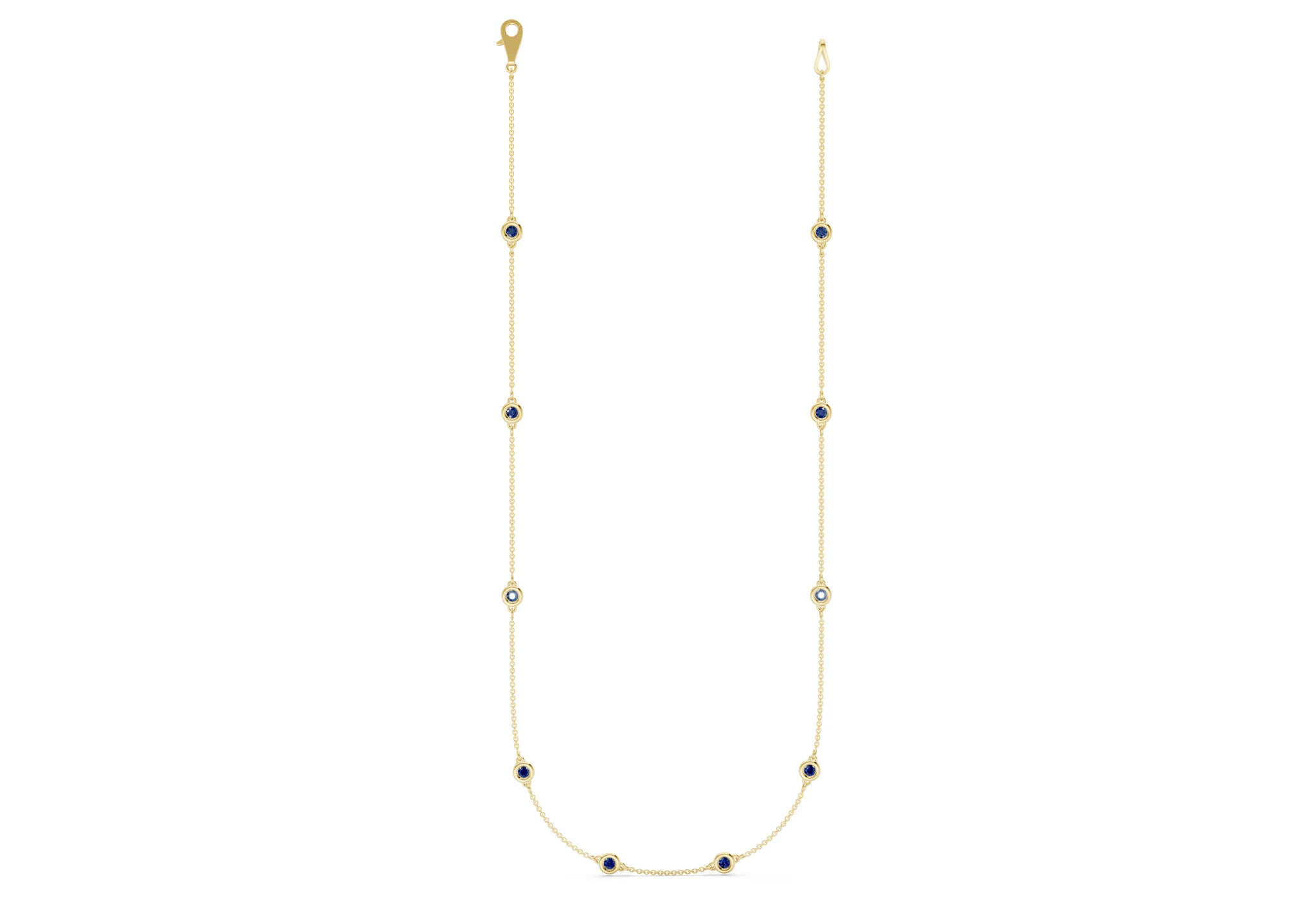 Harmony Sapphire Gemstone Stationed Necklace 3½ Carat Total Wt.