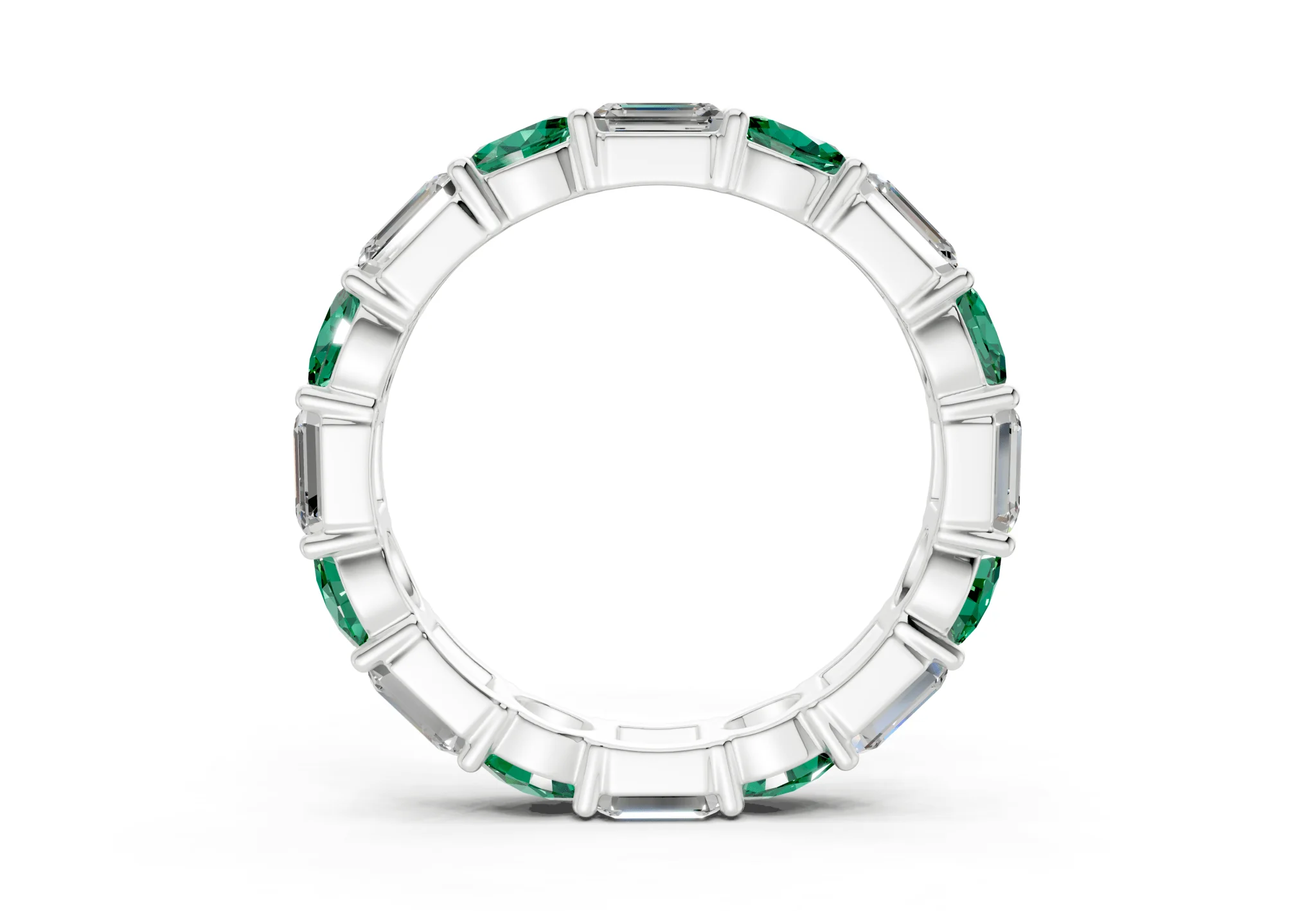 Lex Oval & Emerald Cut Emerald Gemstone Eternity Band 3 Carat Total Wt. - Image 10