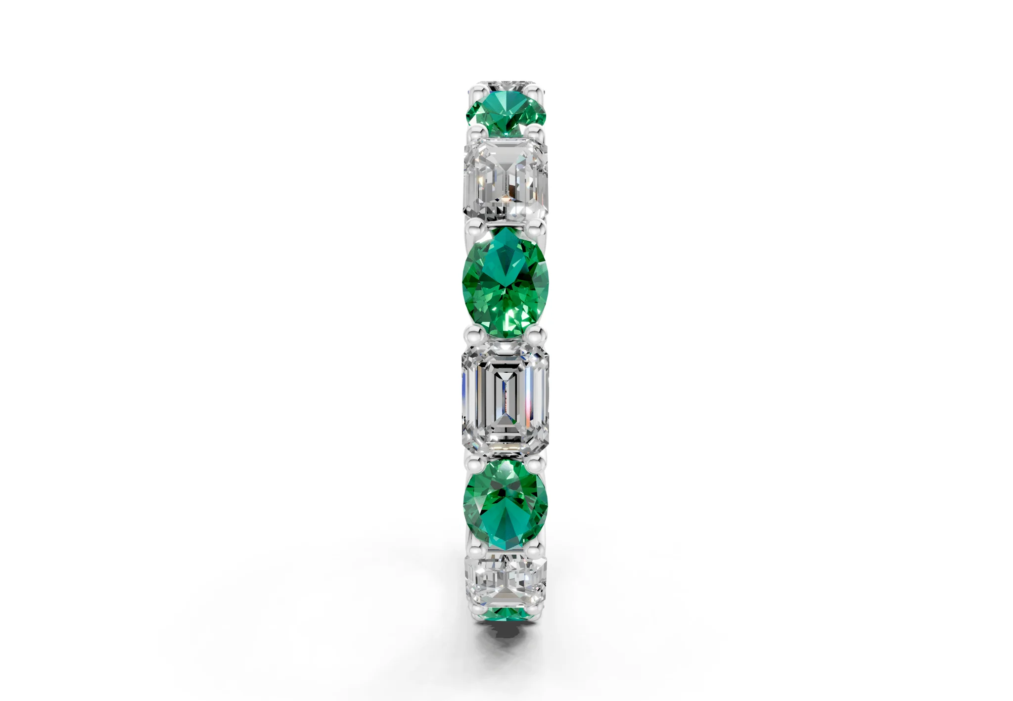 Lex Oval & Emerald Cut Emerald Gemstone Eternity Band 3 Carat Total Wt. - Image 11