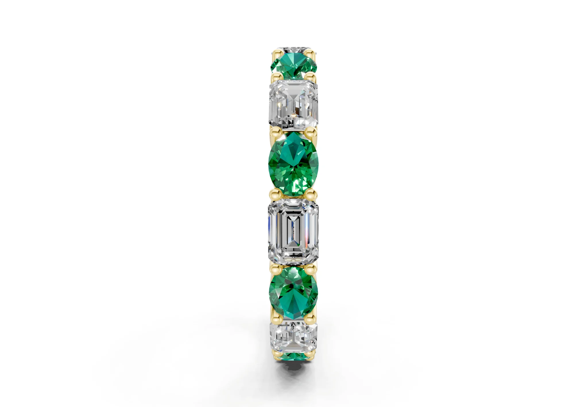Lex Oval & Emerald Cut Emerald Gemstone Eternity Band 3 Carat Total Wt. - Image 3