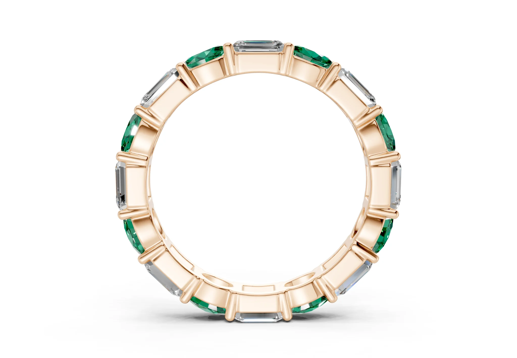 Lex Oval & Emerald Cut Emerald Gemstone Eternity Band 3 Carat Total Wt. - Image 6