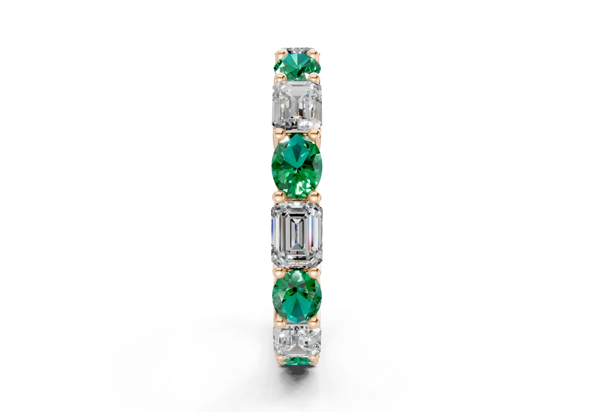 Lex Oval & Emerald Cut Emerald Gemstone Eternity Band 3 Carat Total Wt. - Image 7