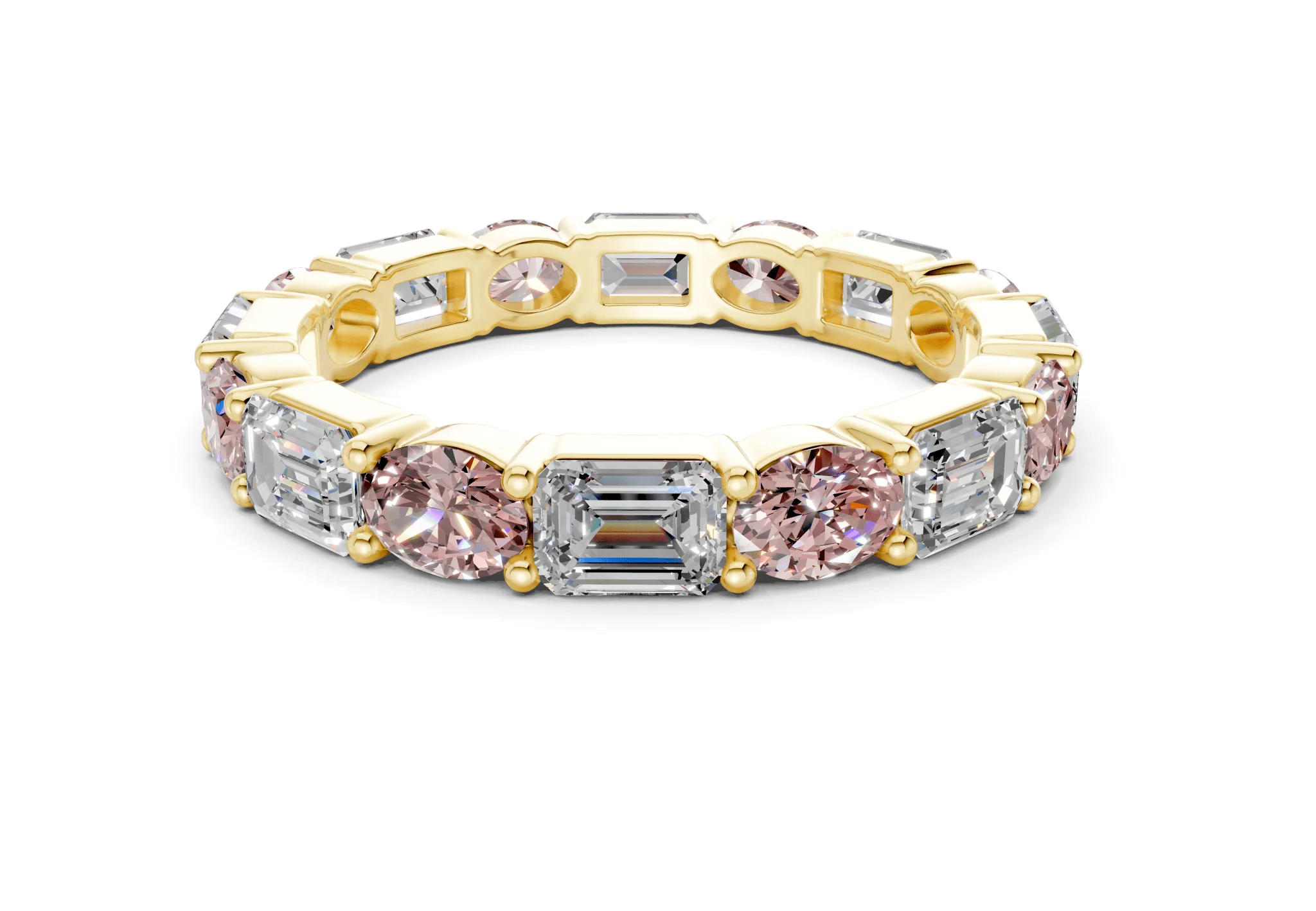 Lex Oval & Emerald Cut Pink Diamond Eternity Band 3 Carat Total Wt.