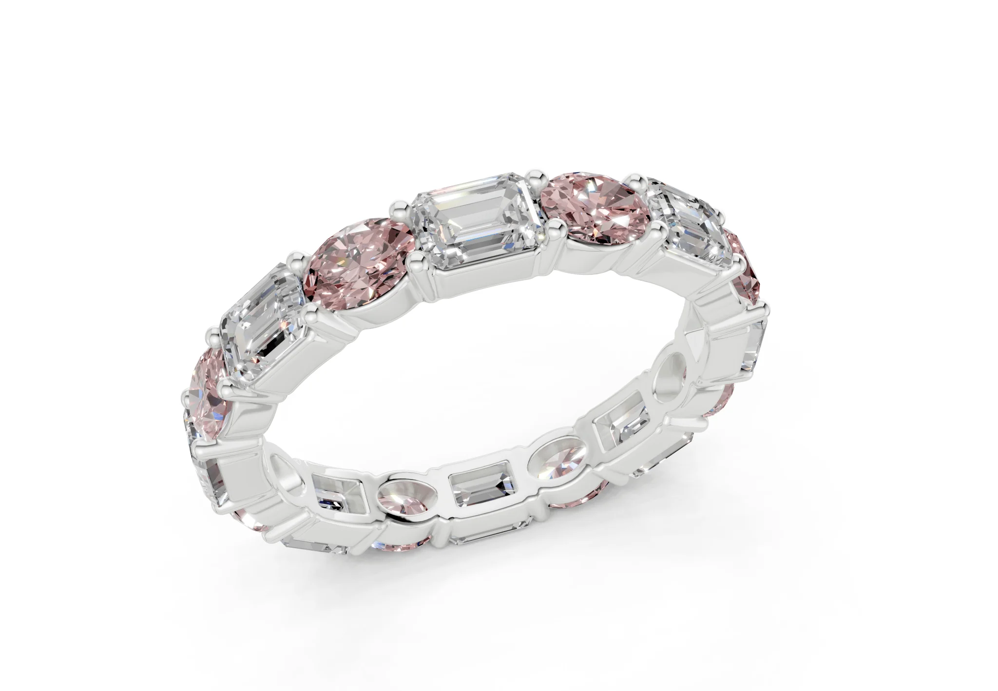 Lex Oval & Emerald Cut Pink Diamond Eternity Band 3 Carat Total Wt. - Image 12