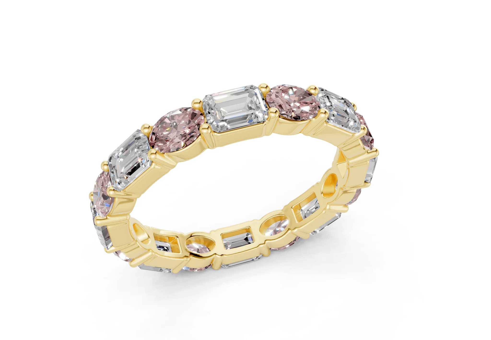 Lex Oval & Emerald Cut Pink Diamond Eternity Band 3 Carat Total Wt. - Image 4