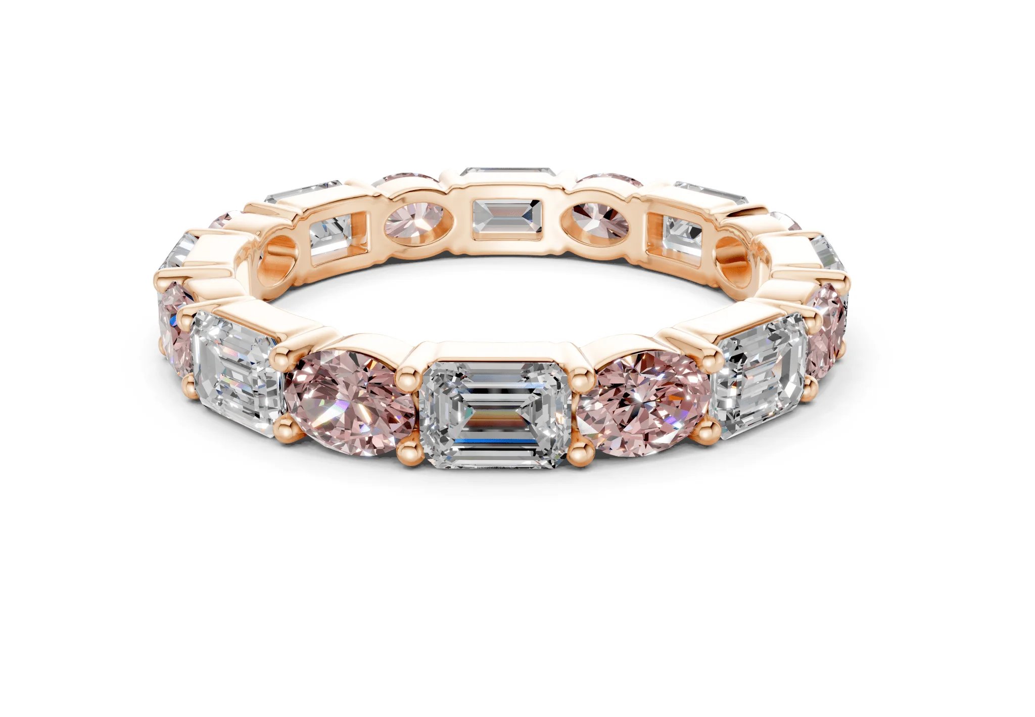 Lex Oval & Emerald Cut Pink Diamond Eternity Band 3 Carat Total Wt. - Image 5