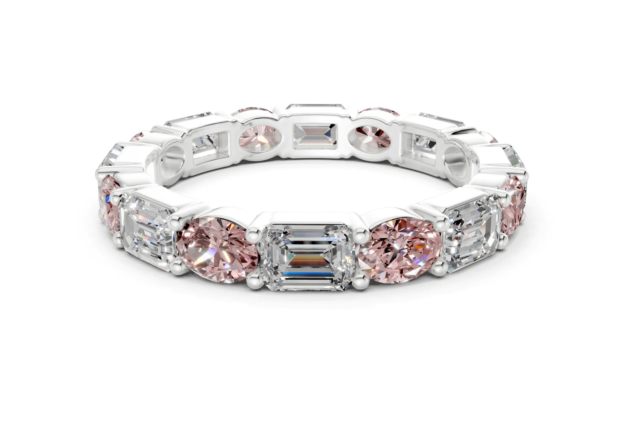 Lex Oval & Emerald Cut Pink Diamond Eternity Band 3 Carat Total Wt. - Image 9