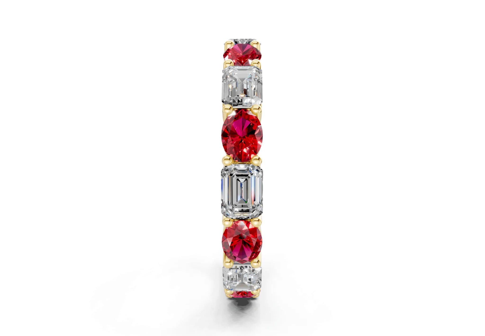 Lex Oval & Emerald Cut Ruby Gemstone Eternity Band 3 Carat Total Wt. - Image 3