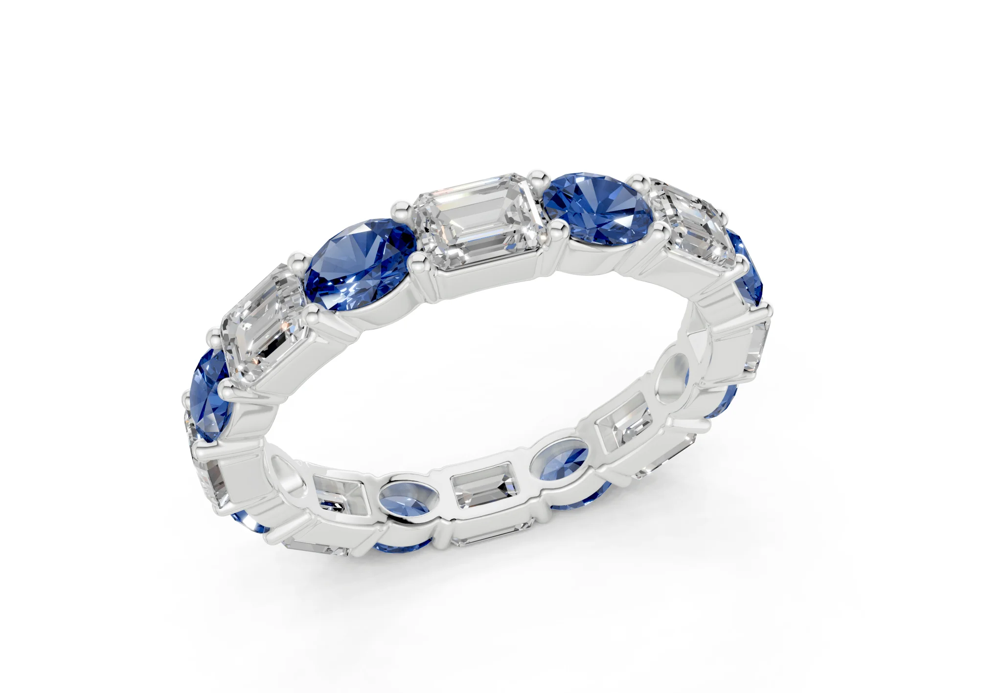 Lex Oval & Emerald Cut Sapphire Gemstone Eternity Band 3 Carat Total Wt. - Image 12