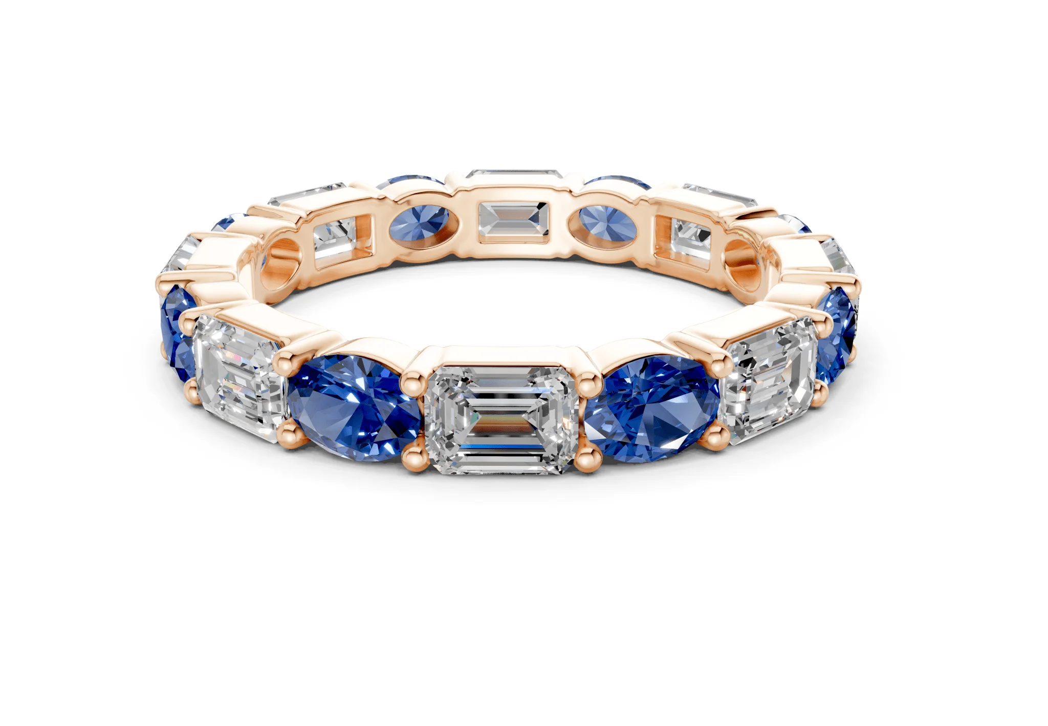 Lex Oval & Emerald Cut Sapphire Gemstone Eternity Band 3 Carat Total Wt. - Image 5