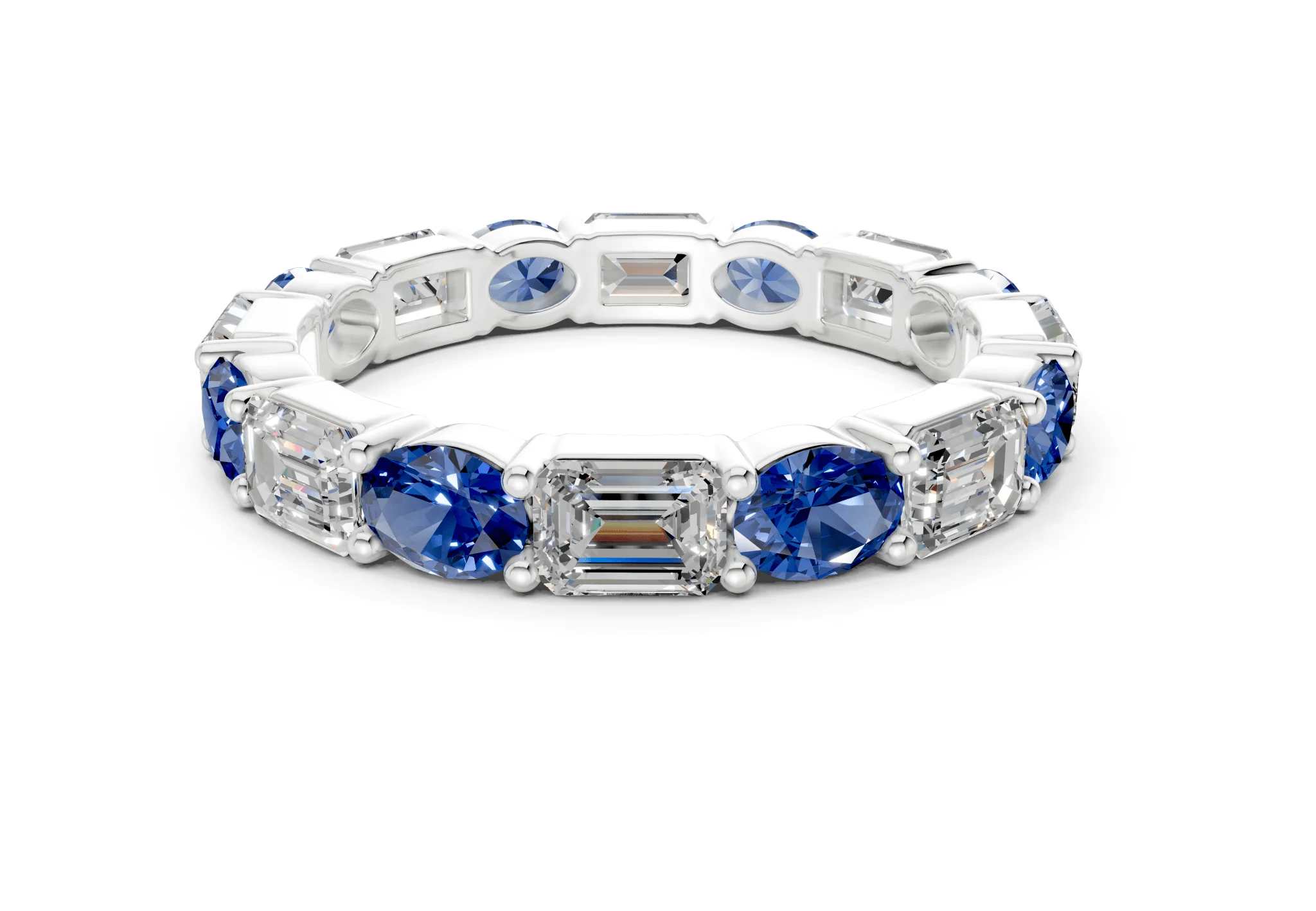 Lex Oval & Emerald Cut Sapphire Gemstone Eternity Band 3 Carat Total Wt. - Image 9