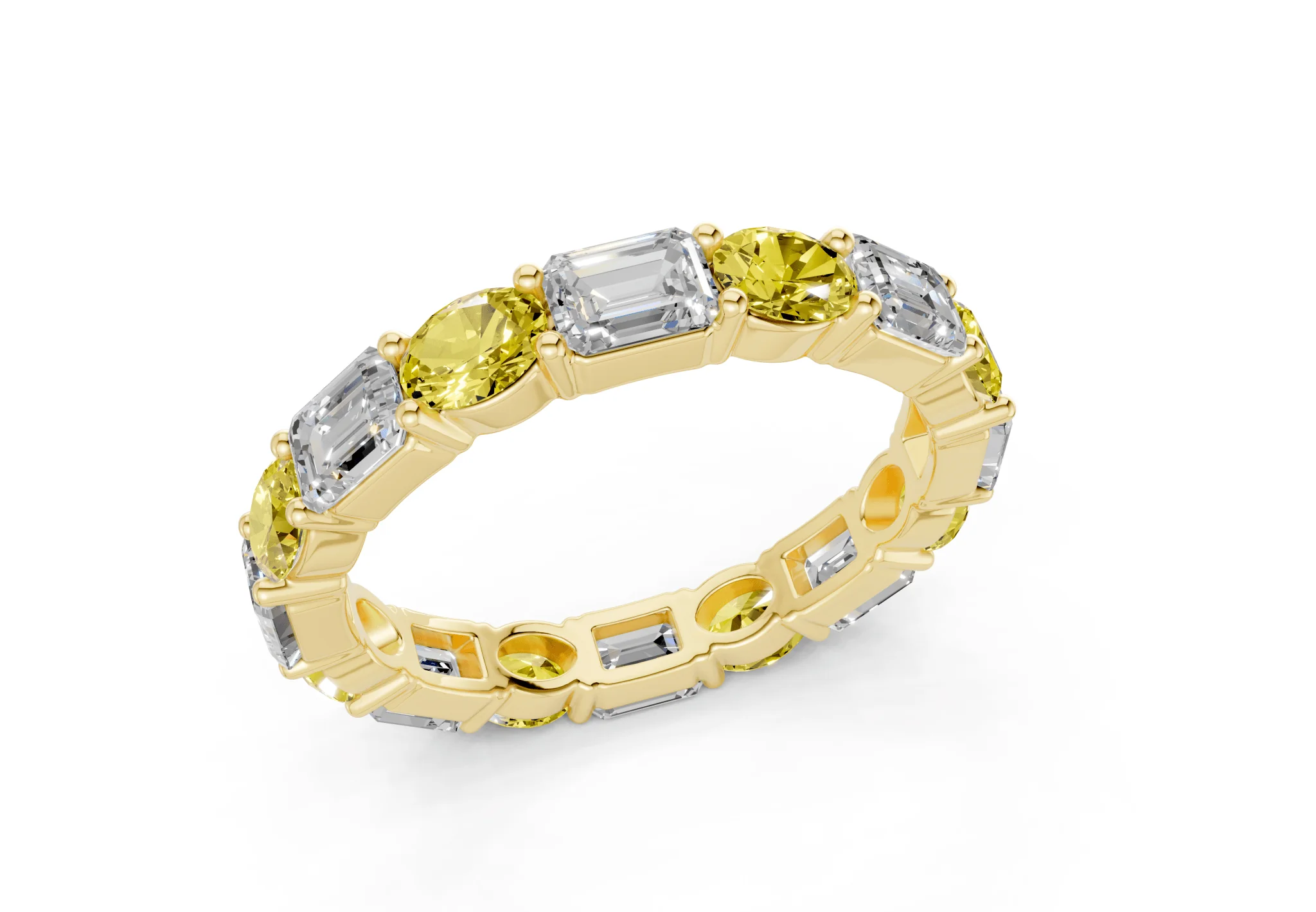 Lex Oval & Emerald Cut Yellow Diamond Eternity Band 3 Carat Total Wt. - Image 4