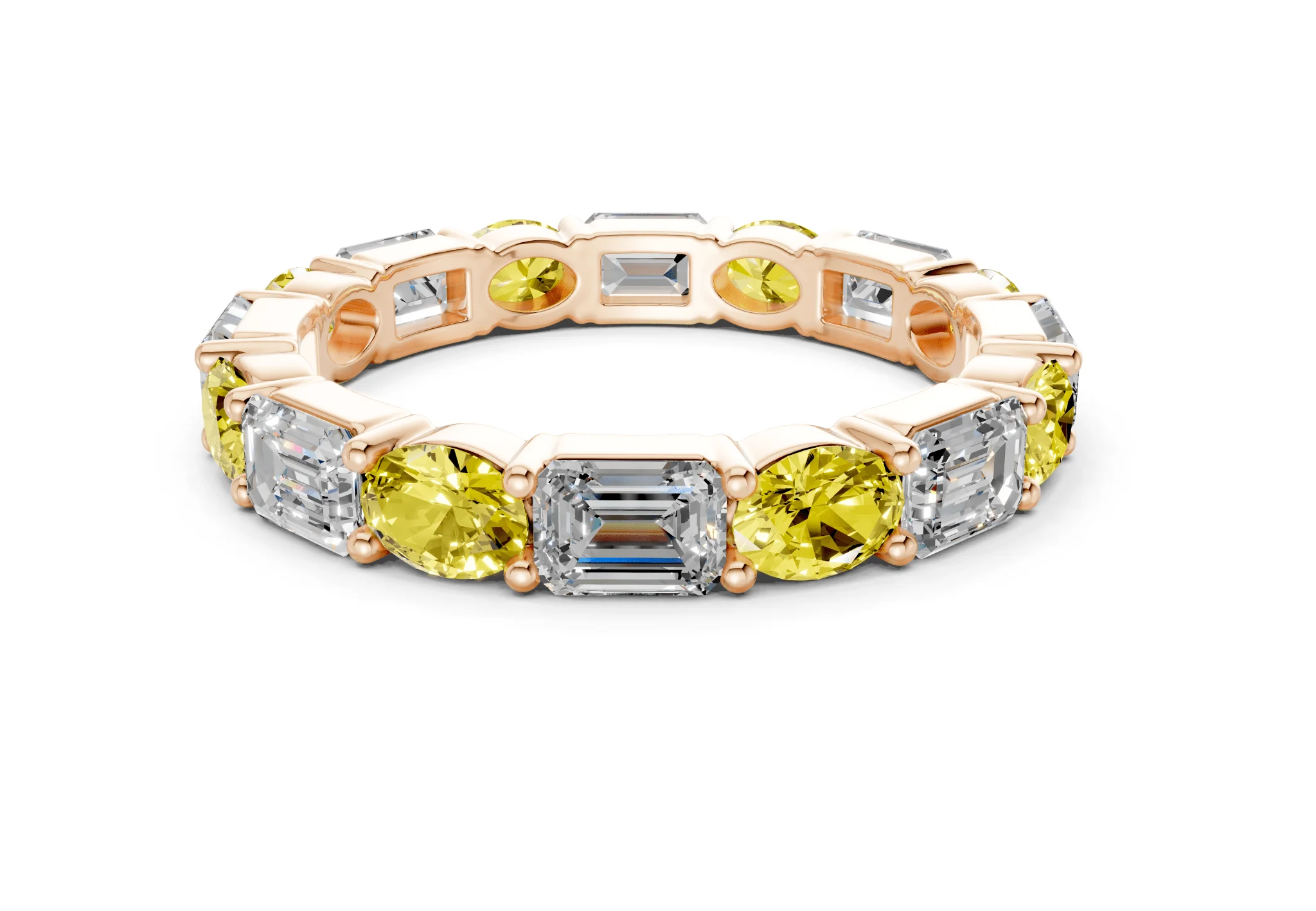 Lex Oval & Emerald Cut Yellow Diamond Eternity Band 3 Carat Total Wt. - Image 5