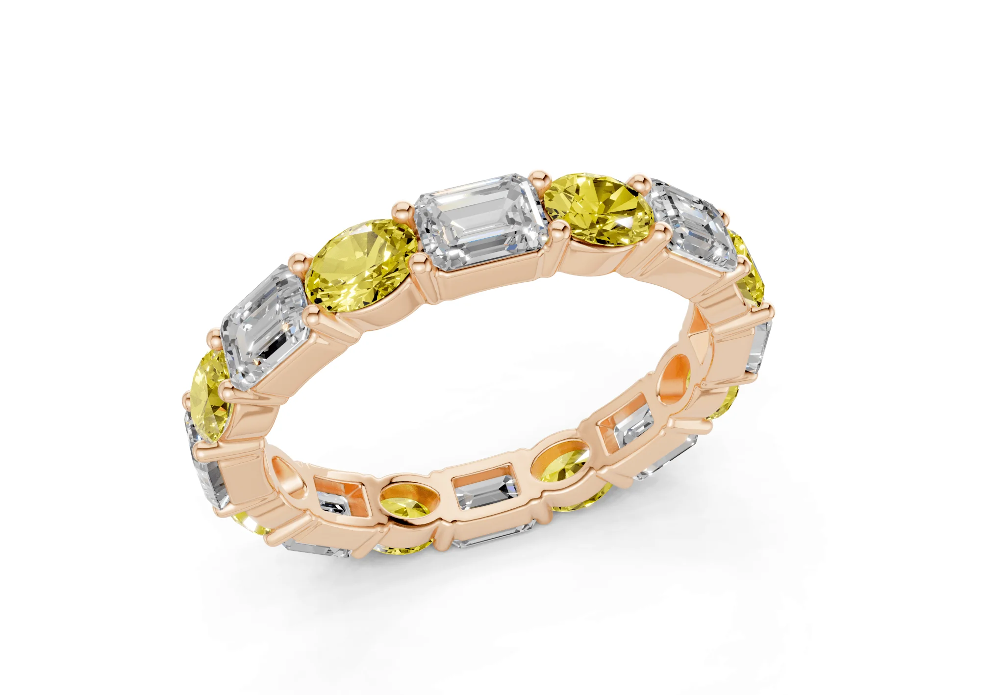 Lex Oval & Emerald Cut Yellow Diamond Eternity Band 3 Carat Total Wt. - Image 8