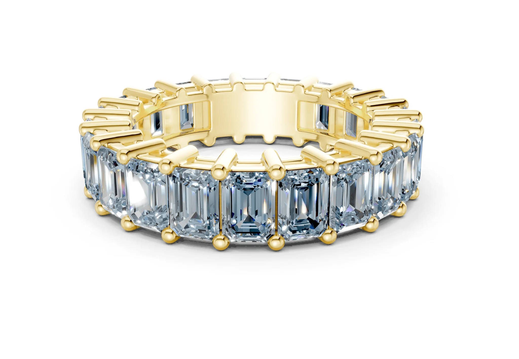 Melrose Emerald Cut Blue Diamond Eternity Band 8½ Carat Total Wt.