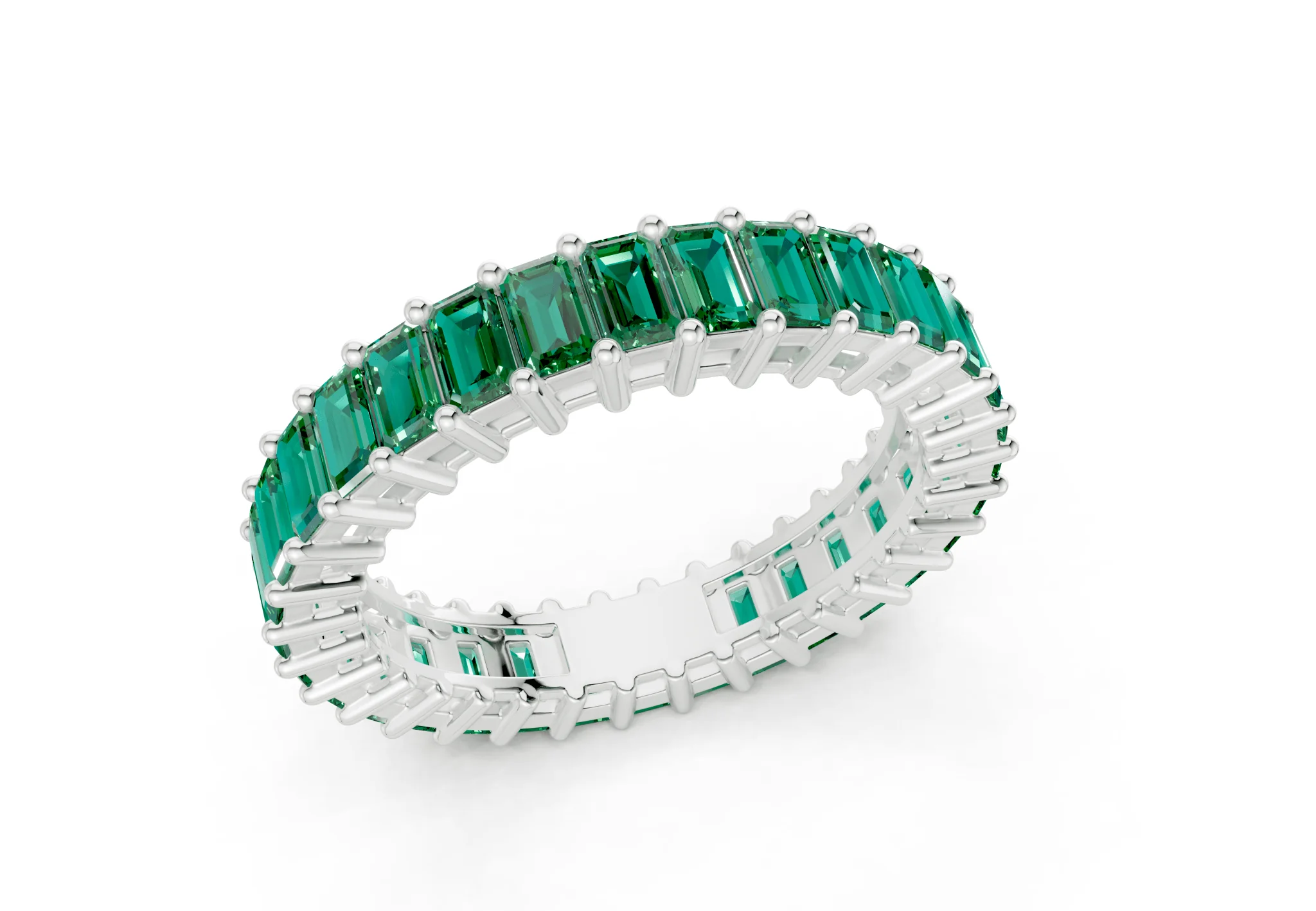 Melrose Emerald Cut Emerald Gemstone Eternity Band 2½ Carat Total Wt. - Image 12