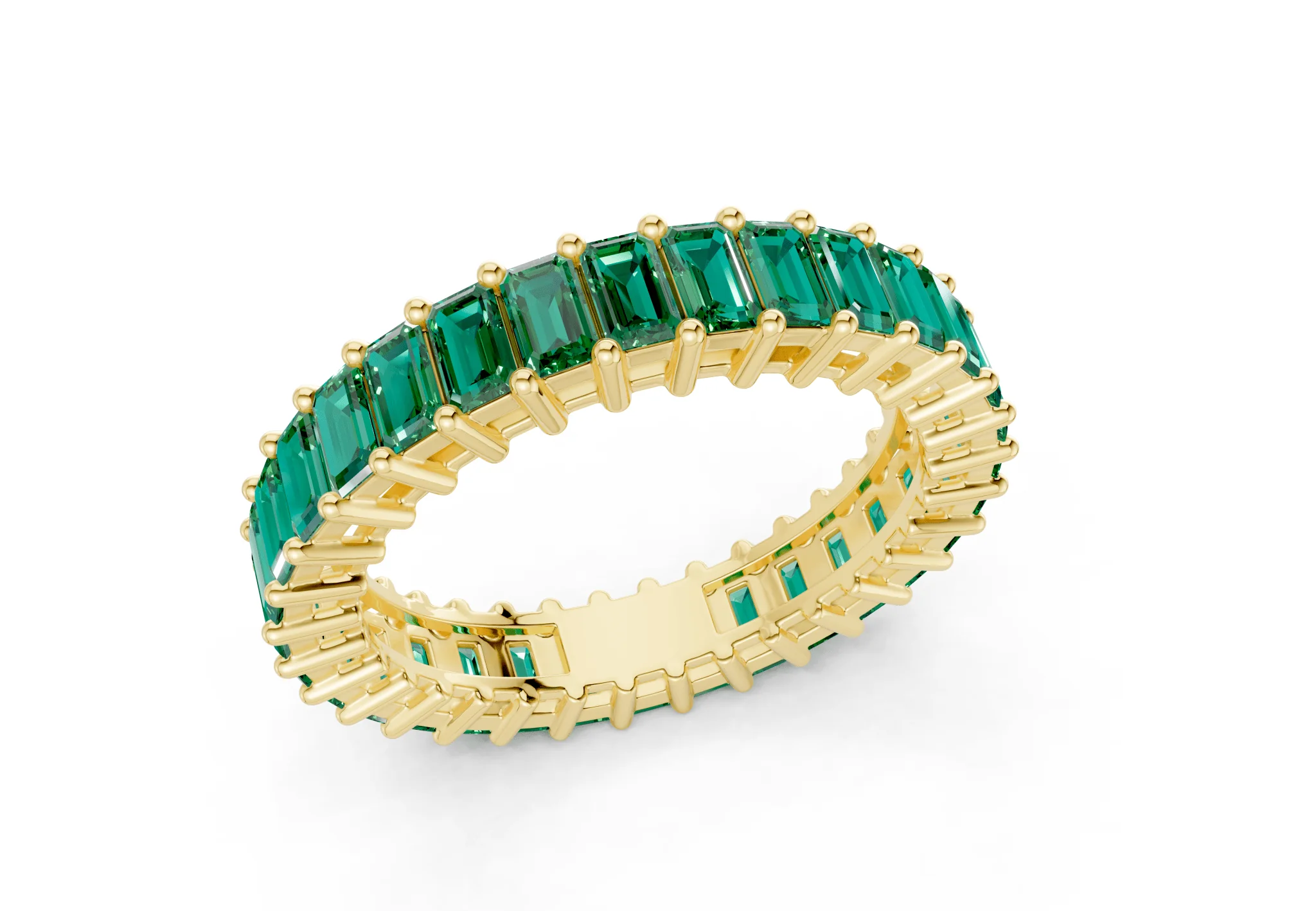 Melrose Emerald Cut Emerald Gemstone Eternity Band 2½ Carat Total Wt. - Image 4