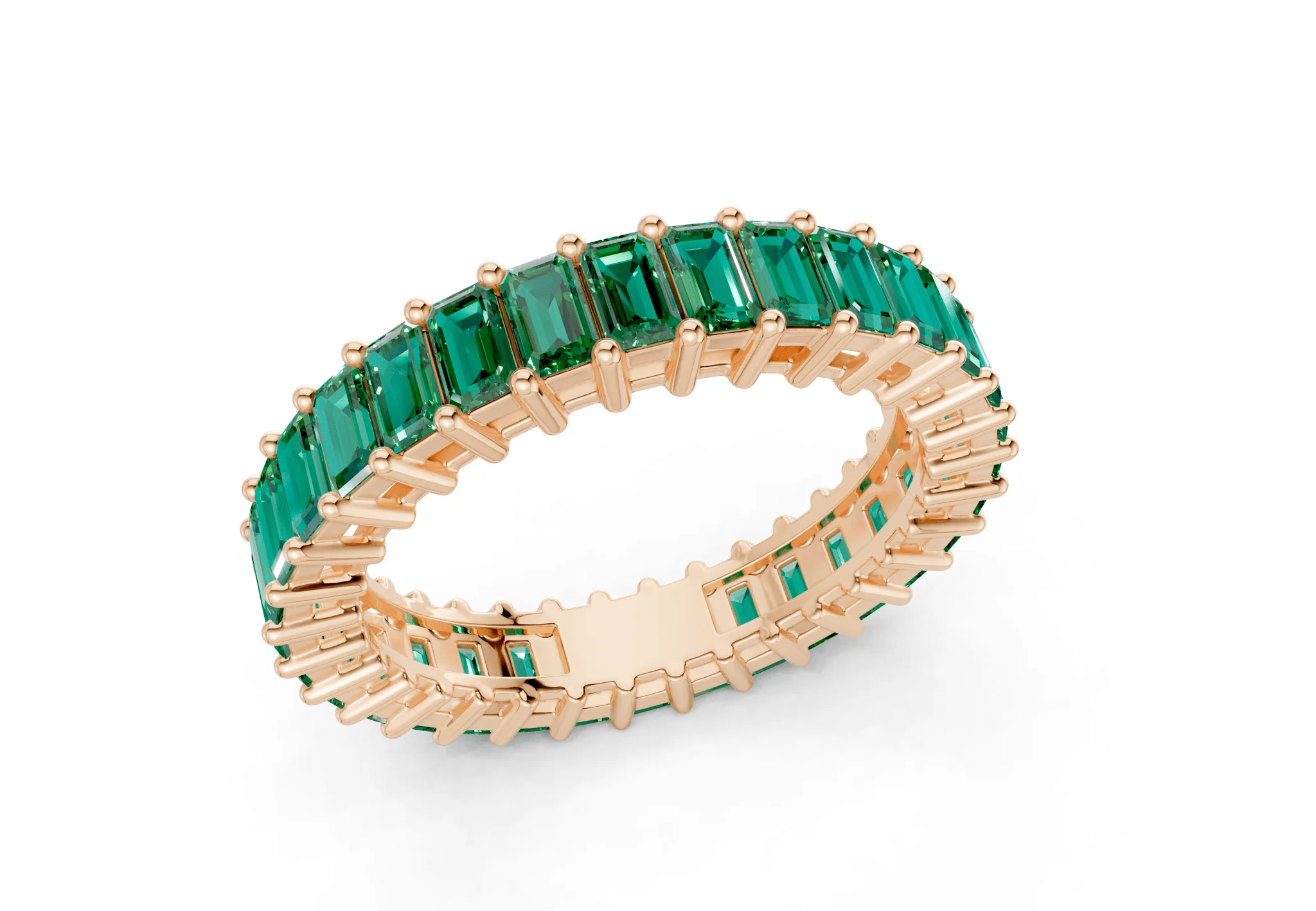 Melrose Emerald Cut Emerald Gemstone Eternity Band 2½ Carat Total Wt. - Image 8