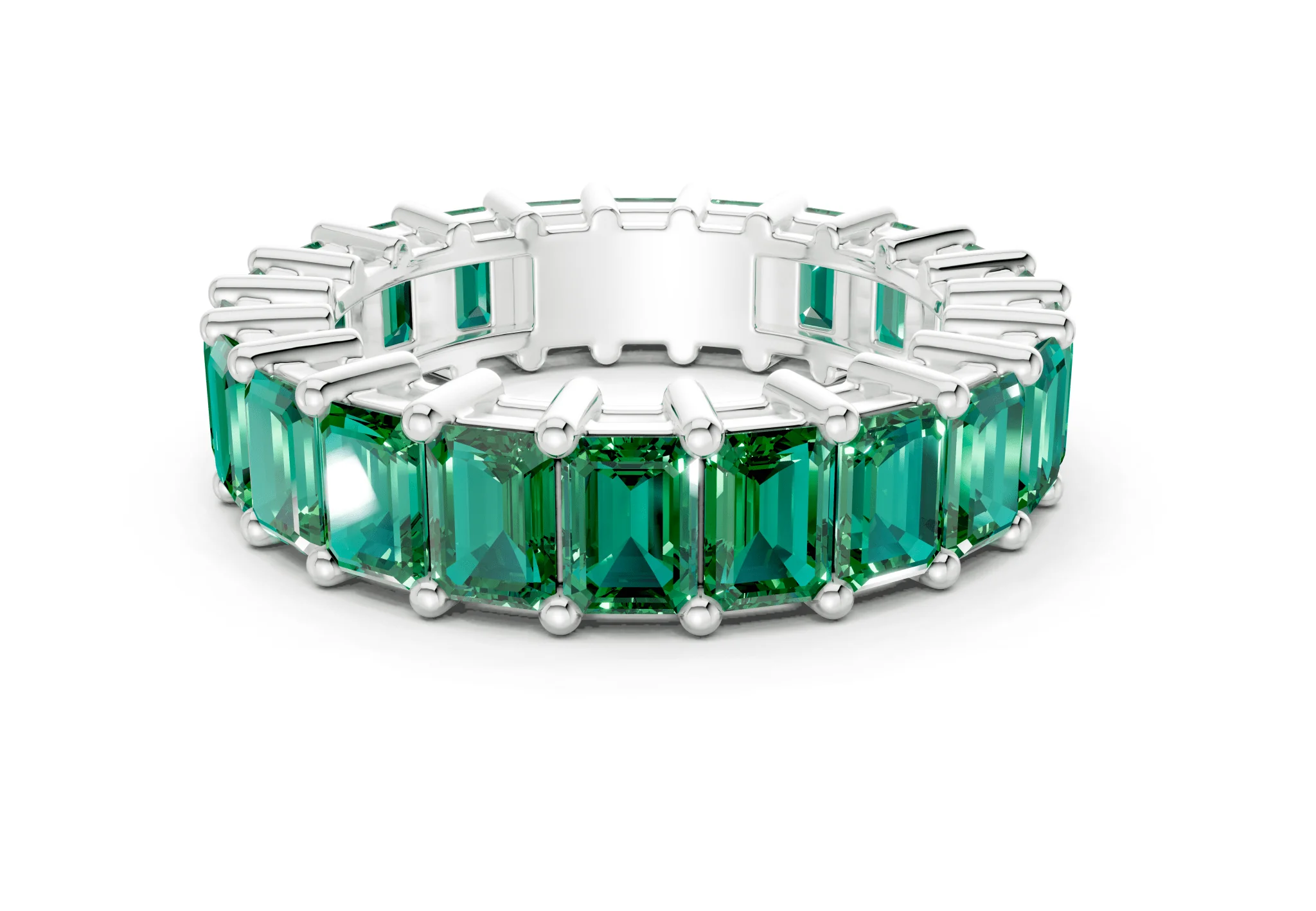 Melrose Emerald Cut Emerald Gemstone Eternity Band 2½ Carat Total Wt. - Image 9