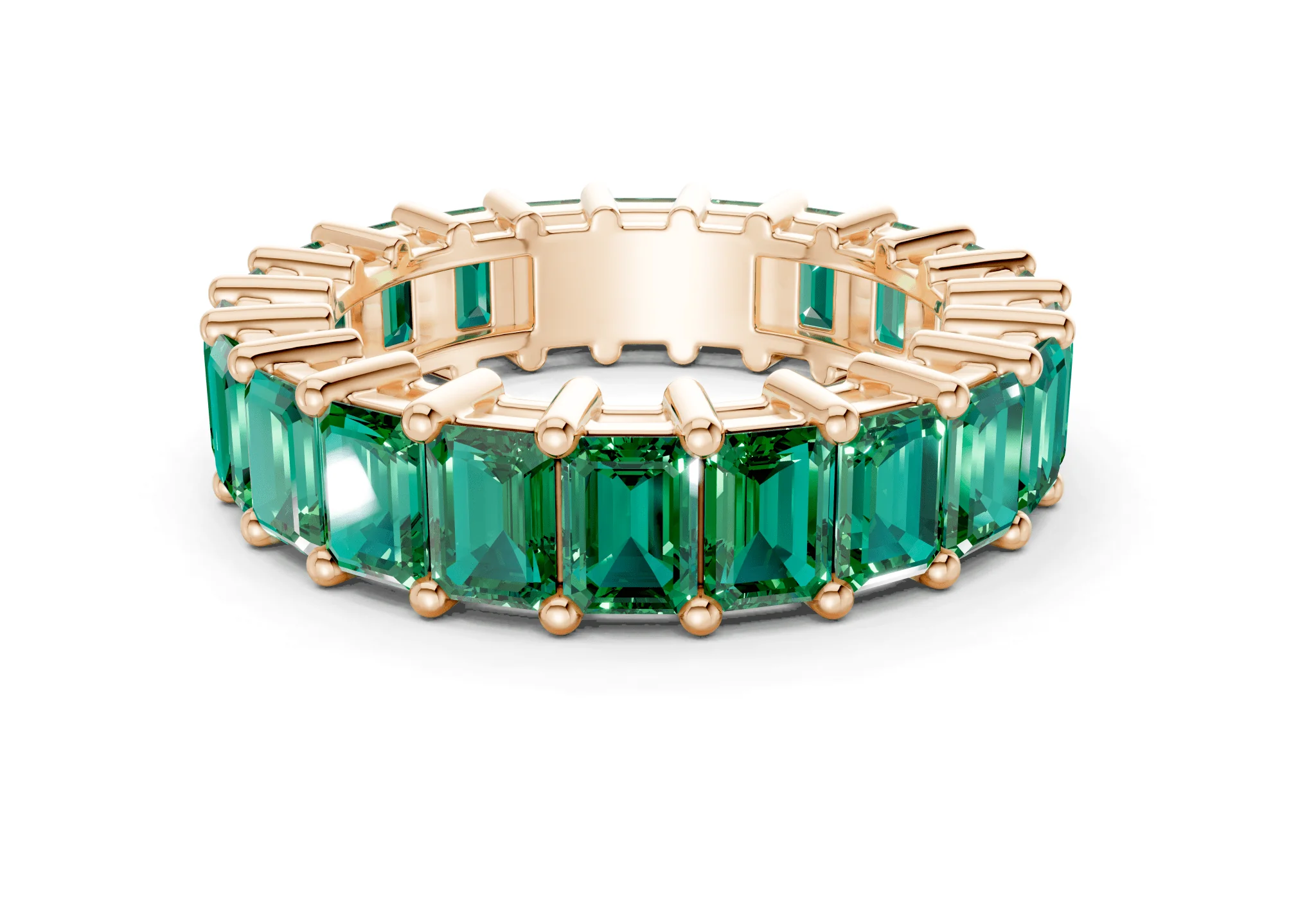 Melrose Emerald Cut Emerald Gemstone Eternity Band 8½ Carat Total Wt. - Image 5