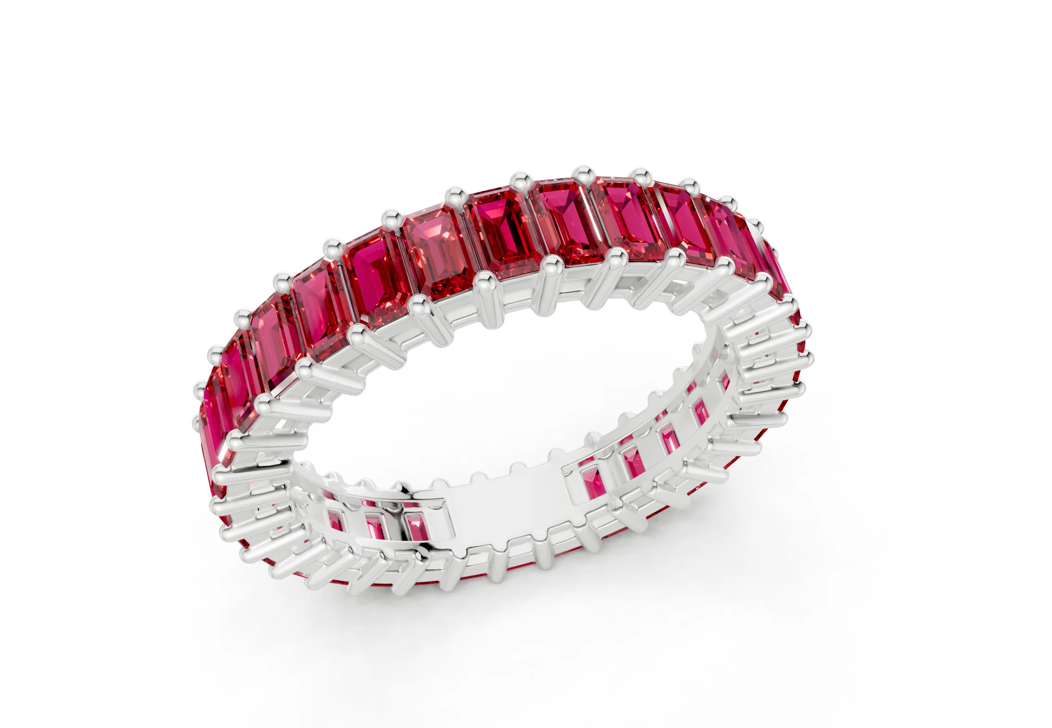 Melrose Emerald Cut Ruby Gemstone Eternity Band 2½ Carat Total Wt. - Image 12