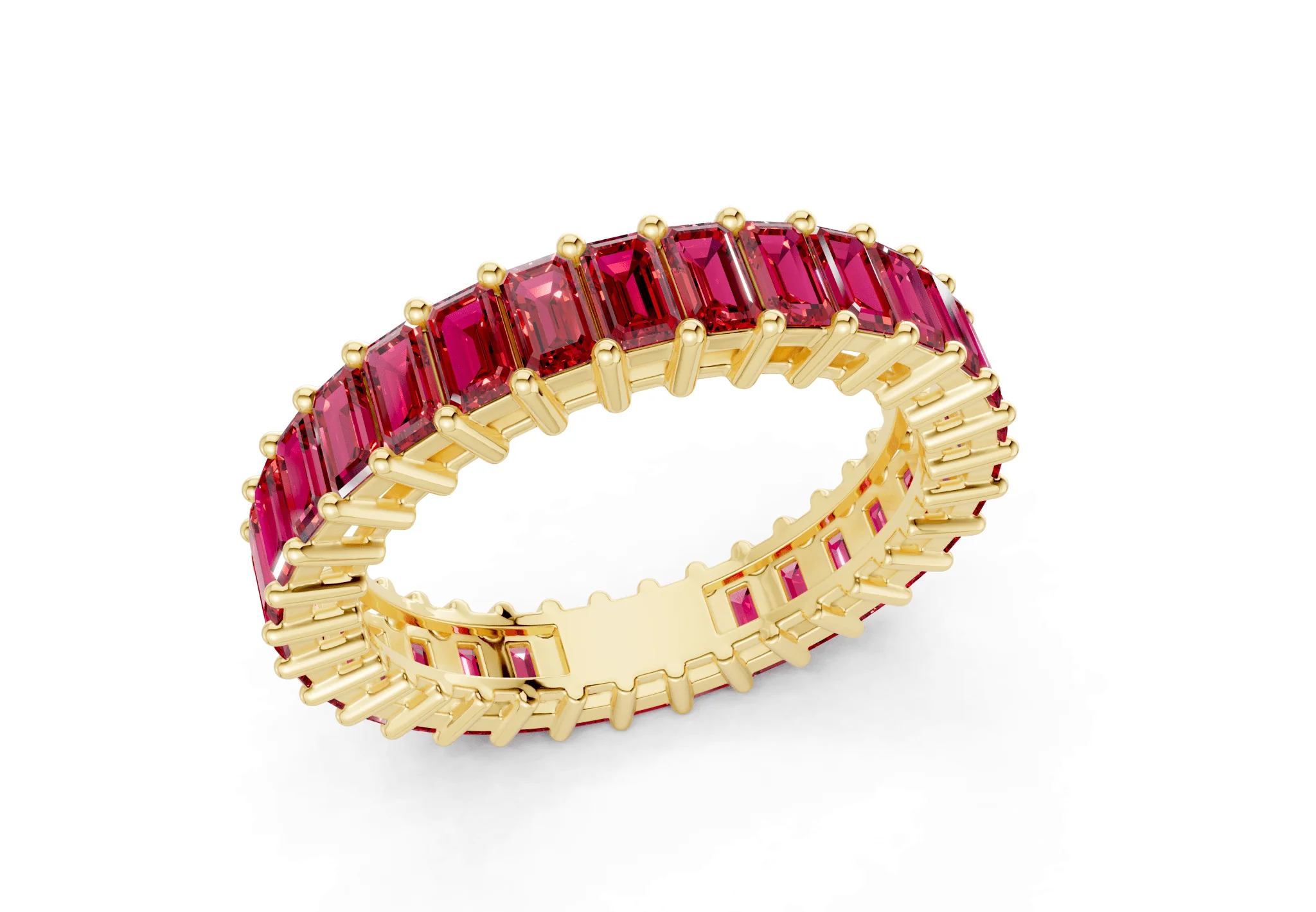 Melrose Emerald Cut Ruby Gemstone Eternity Band 2½ Carat Total Wt. - Image 4
