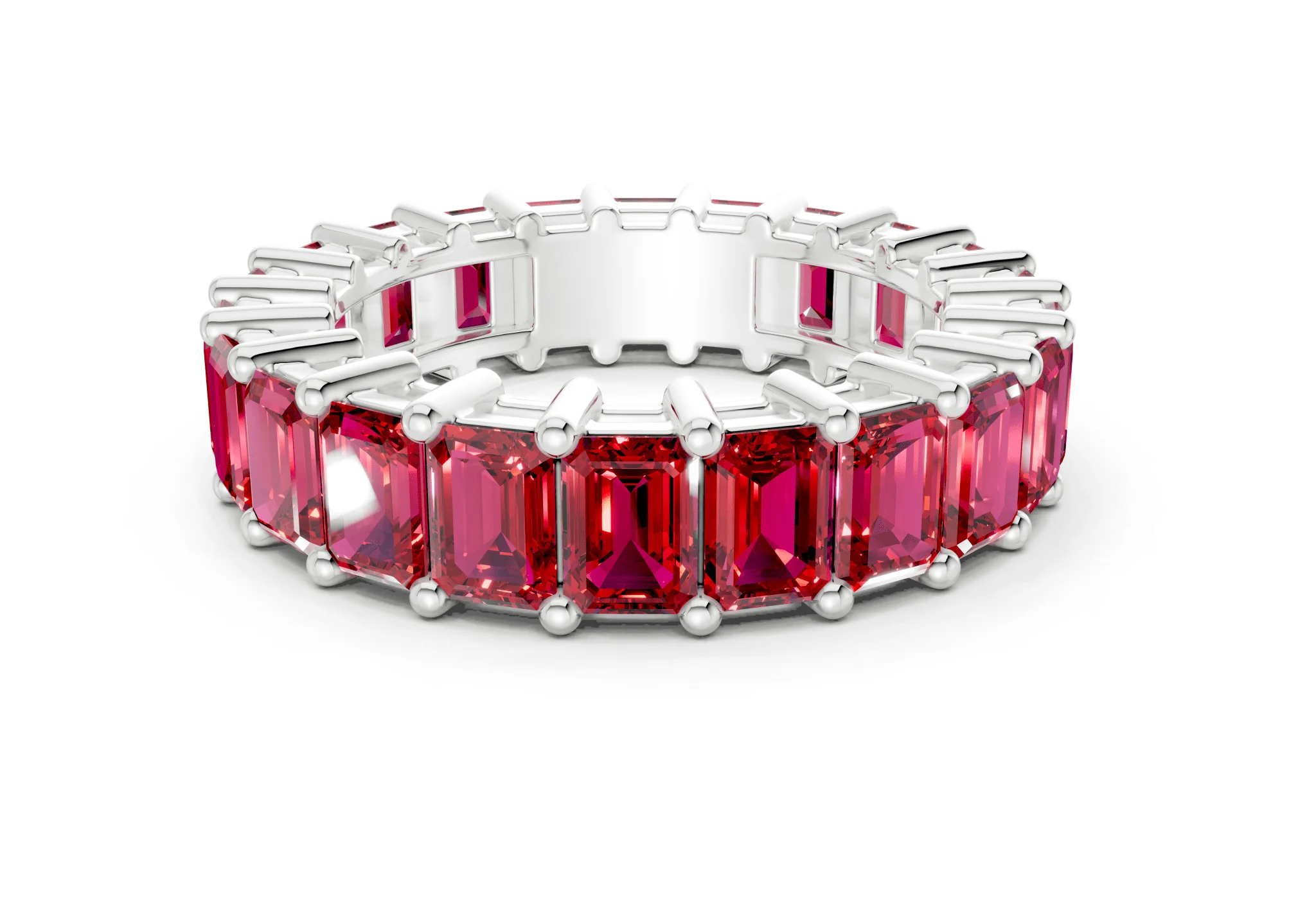 Melrose Emerald Cut Ruby Gemstone Eternity Band 2½ Carat Total Wt. - Image 9