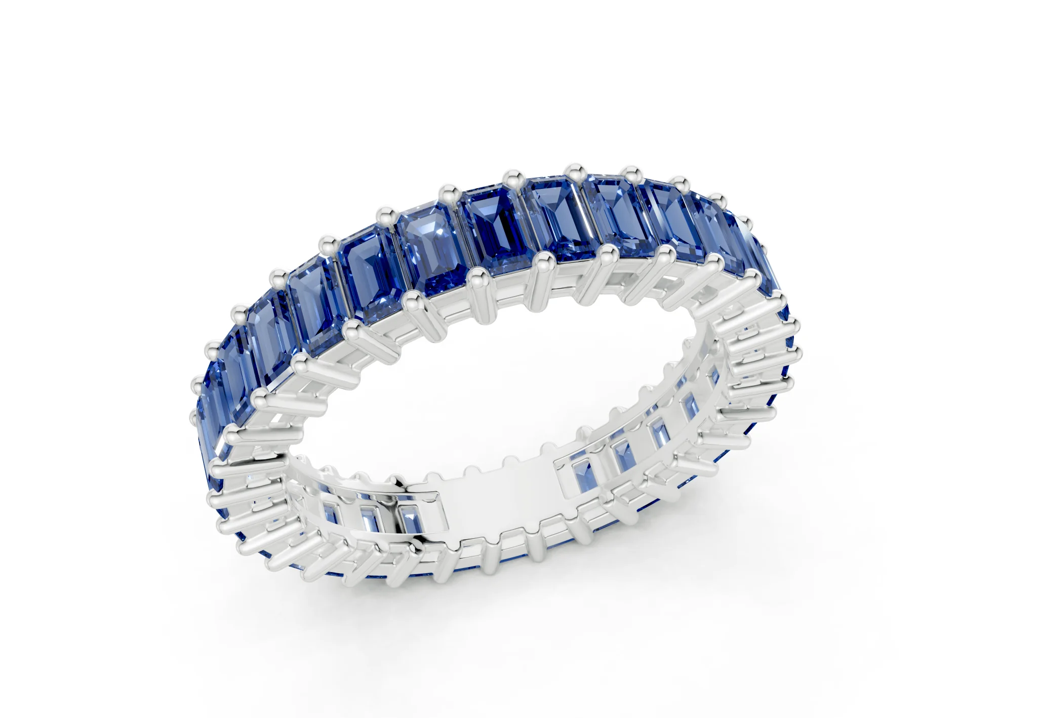 Melrose Emerald Cut Sapphire Gemstone Eternity Band 6 Carat Total Wt. - Image 12