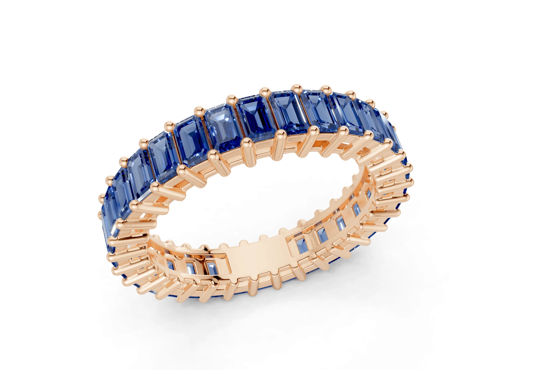 Melrose Emerald Cut Sapphire Gemstone Eternity Band 6 Carat Total Wt. - Image 8