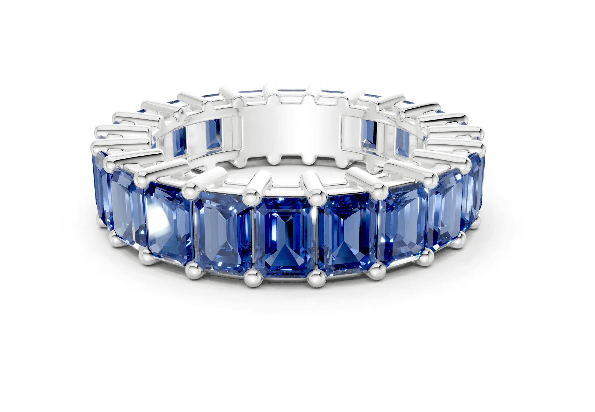 Melrose Emerald Cut Sapphire Gemstone Eternity Band 8½ Carat Total Wt. - Image 9
