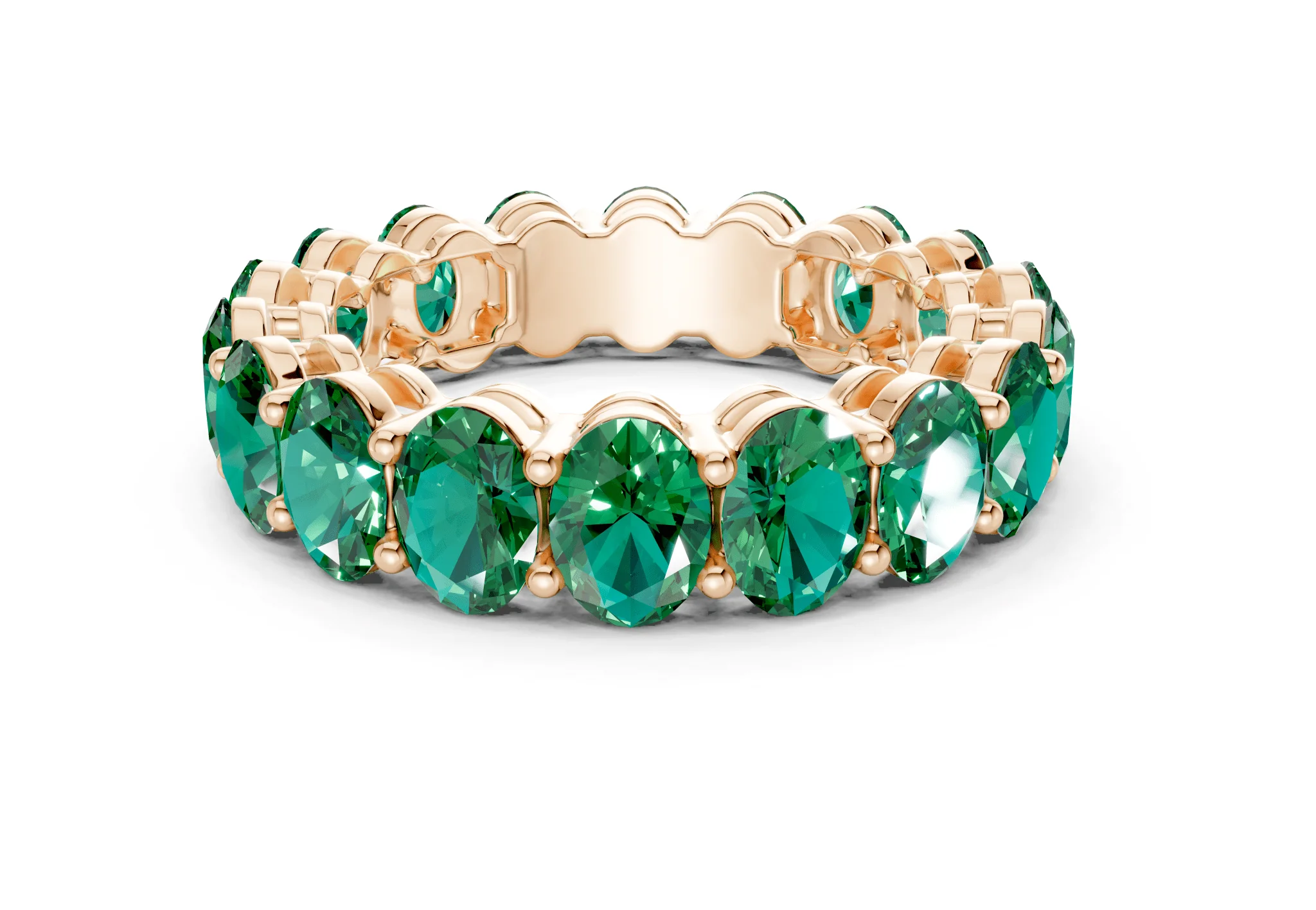 Melrose Oval Cut Emerald Gemstone Eternity Band 2½ Carat Total Wt. - Image 5