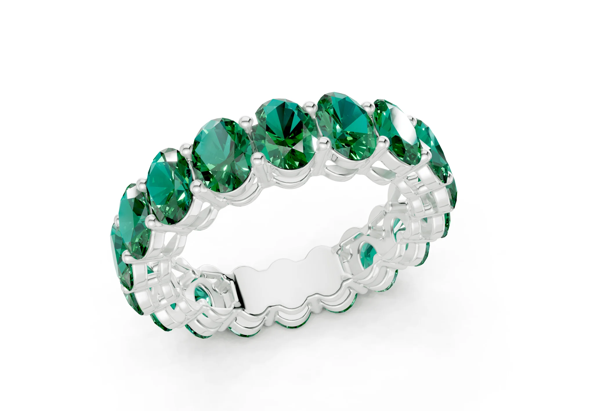 Melrose Oval Cut Emerald Gemstone Eternity Band 5½ Carat Total Wt. - Image 12