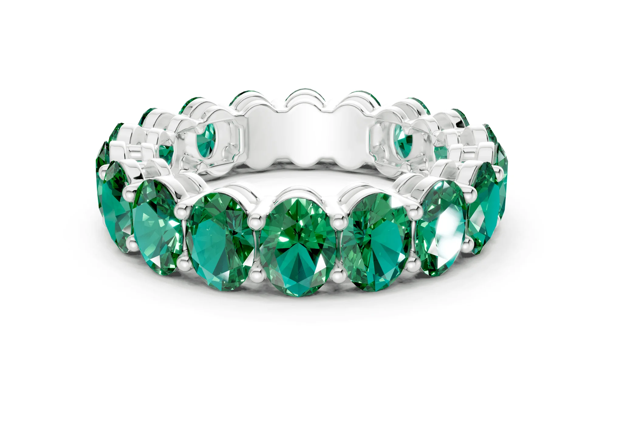 Melrose Oval Cut Emerald Gemstone Eternity Band 5½ Carat Total Wt. - Image 9