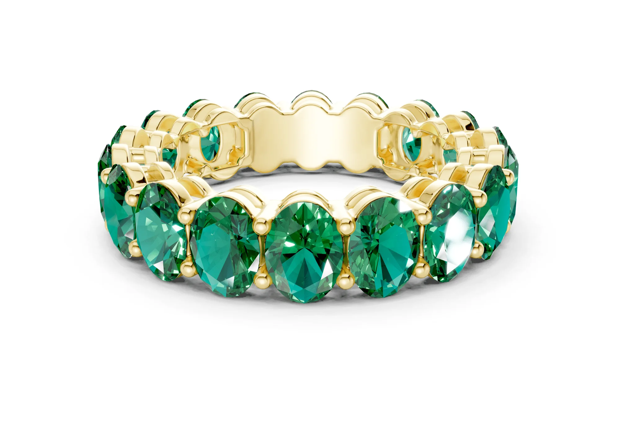 Melrose Oval Cut Emerald Gemstone Eternity Band 6½ Carat Total Wt.