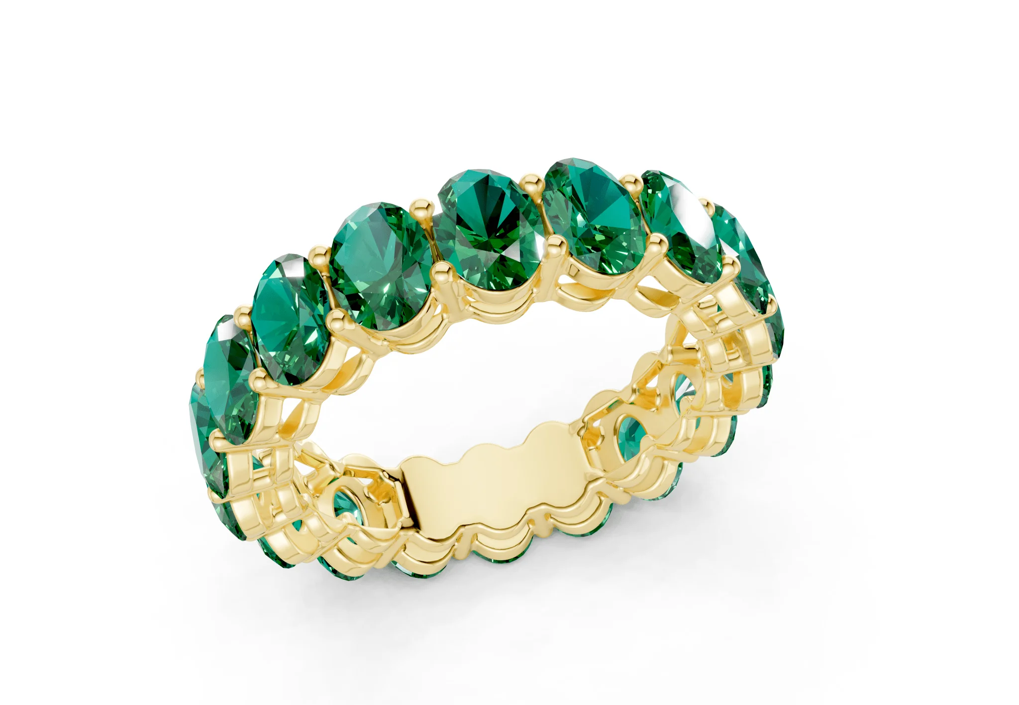 Melrose Oval Cut Emerald Gemstone Eternity Band 6½ Carat Total Wt. - Image 4