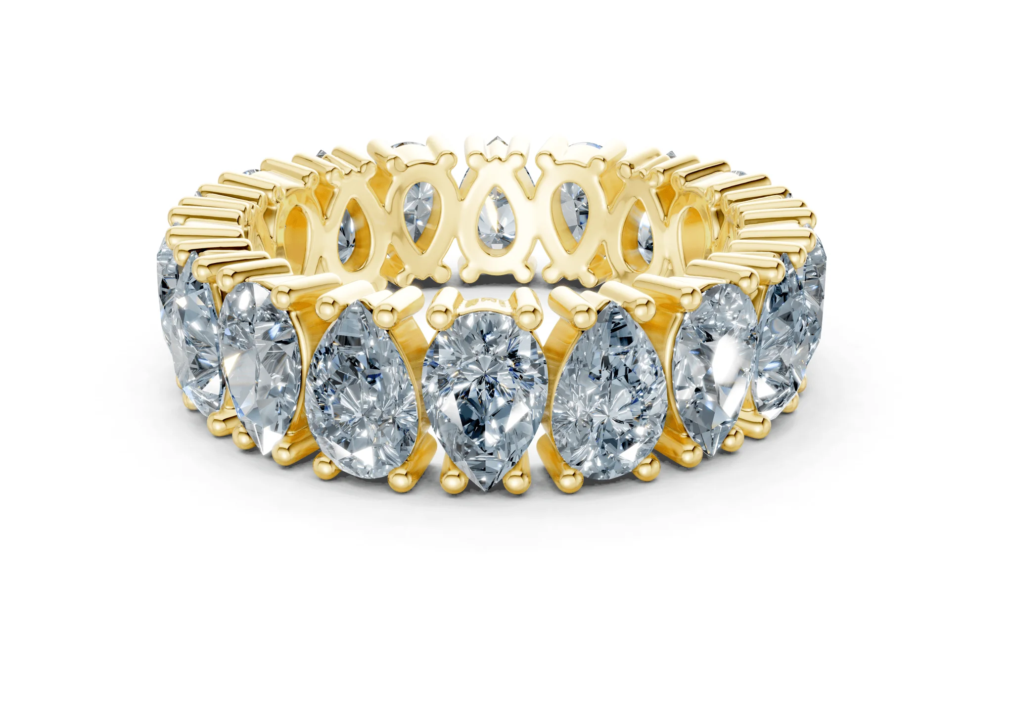 Melrose Pear Cut Blue Diamond Eternity Band 8 Carat Total Wt.