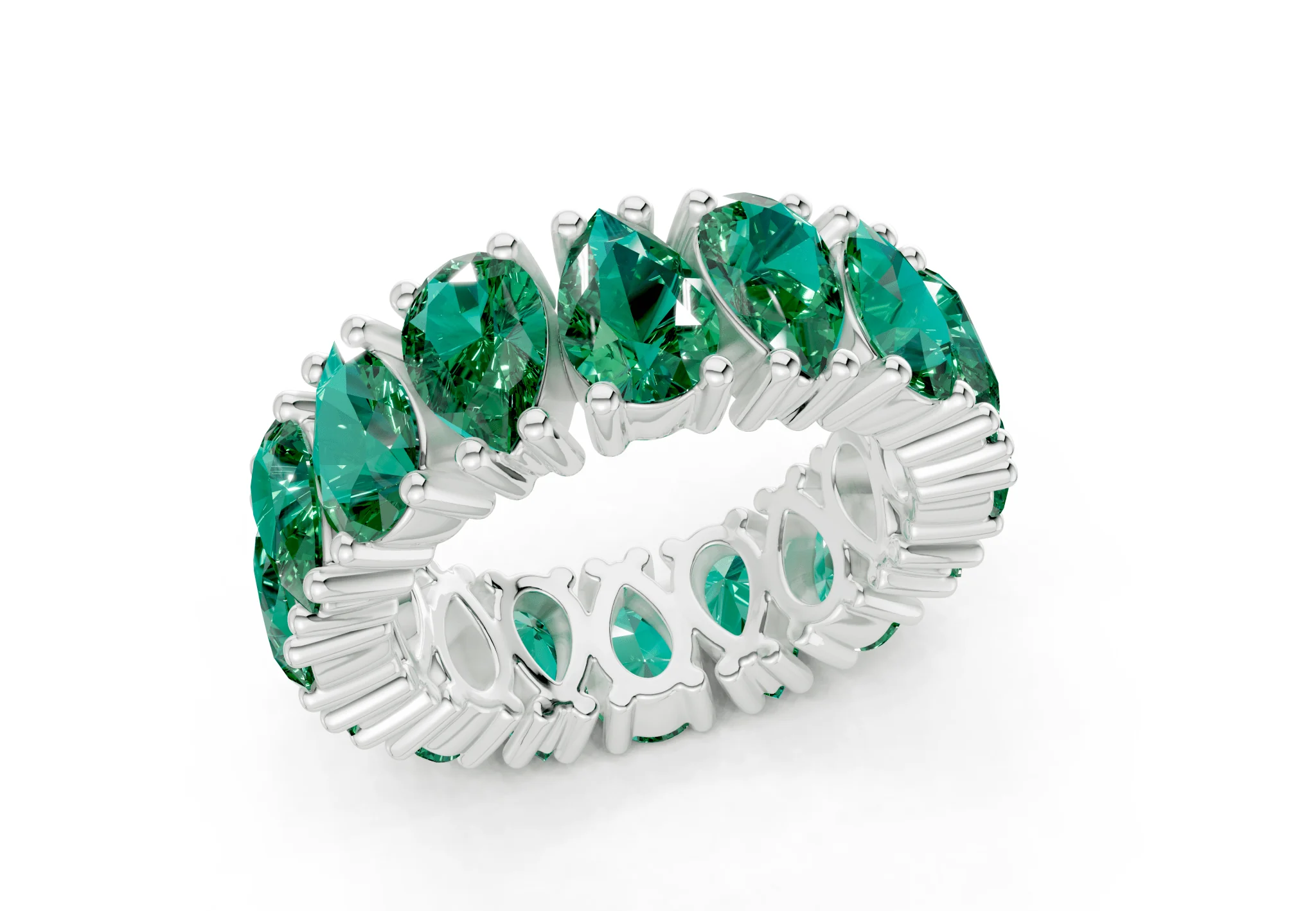 Melrose Pear Cut Emerald Gemstone Eternity Band 5 Carat Total Wt. - Image 12