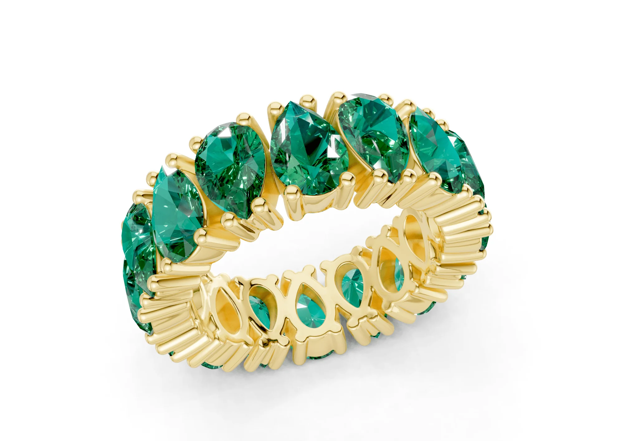 Melrose Pear Cut Emerald Gemstone Eternity Band 5 Carat Total Wt. - Image 4
