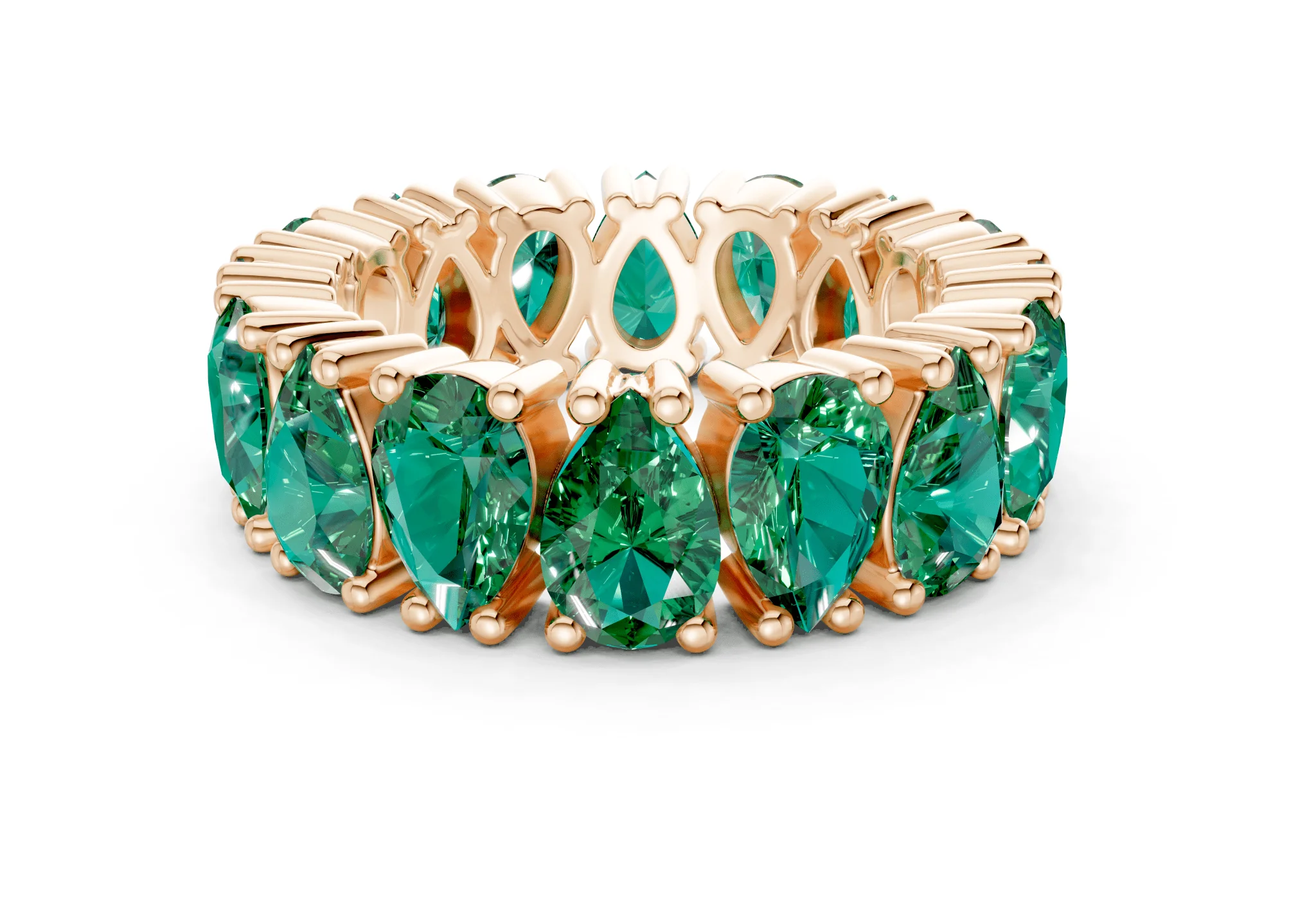 Melrose Pear Cut Emerald Gemstone Eternity Band 5 Carat Total Wt. - Image 5