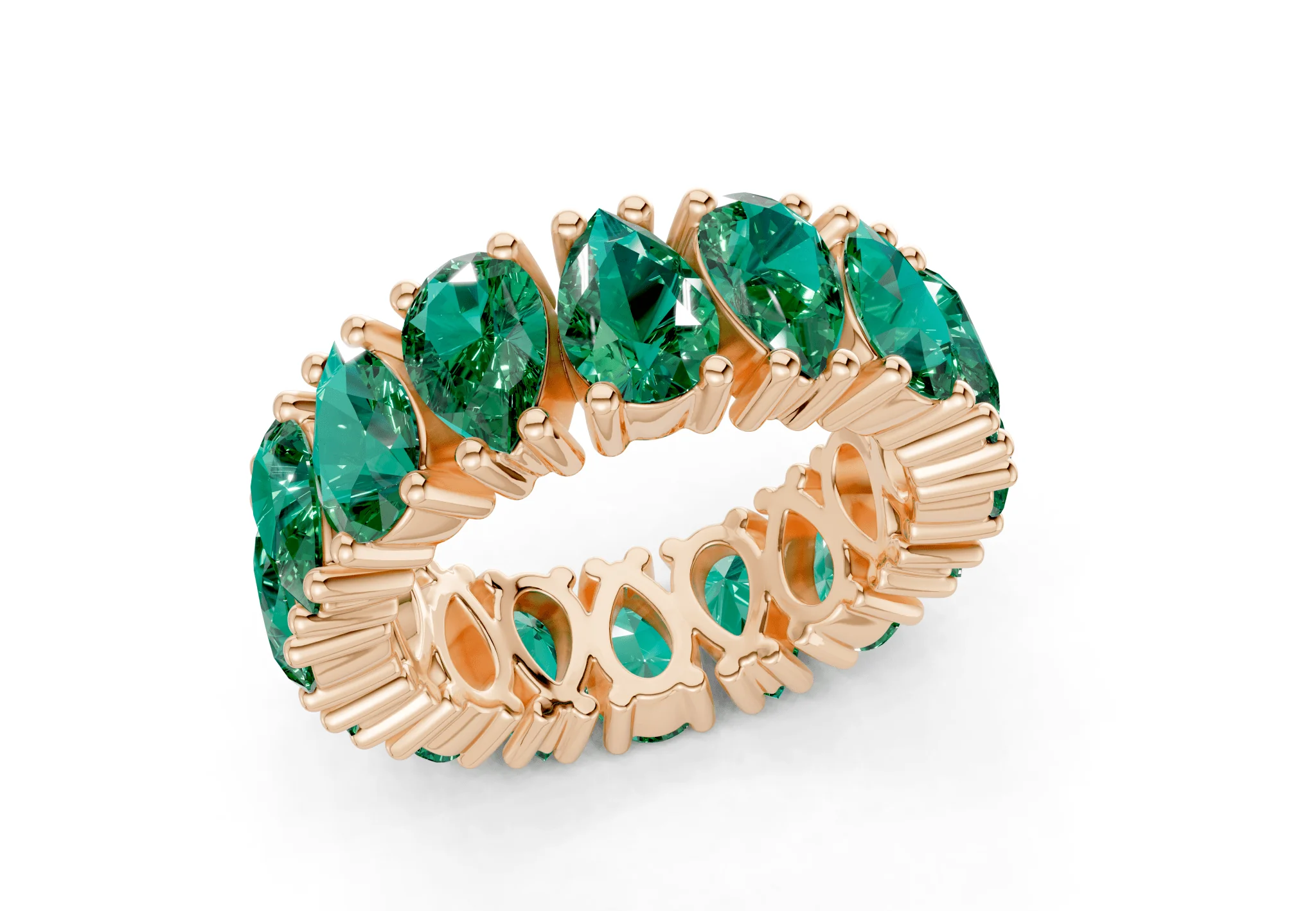 Melrose Pear Cut Emerald Gemstone Eternity Band 5 Carat Total Wt. - Image 8