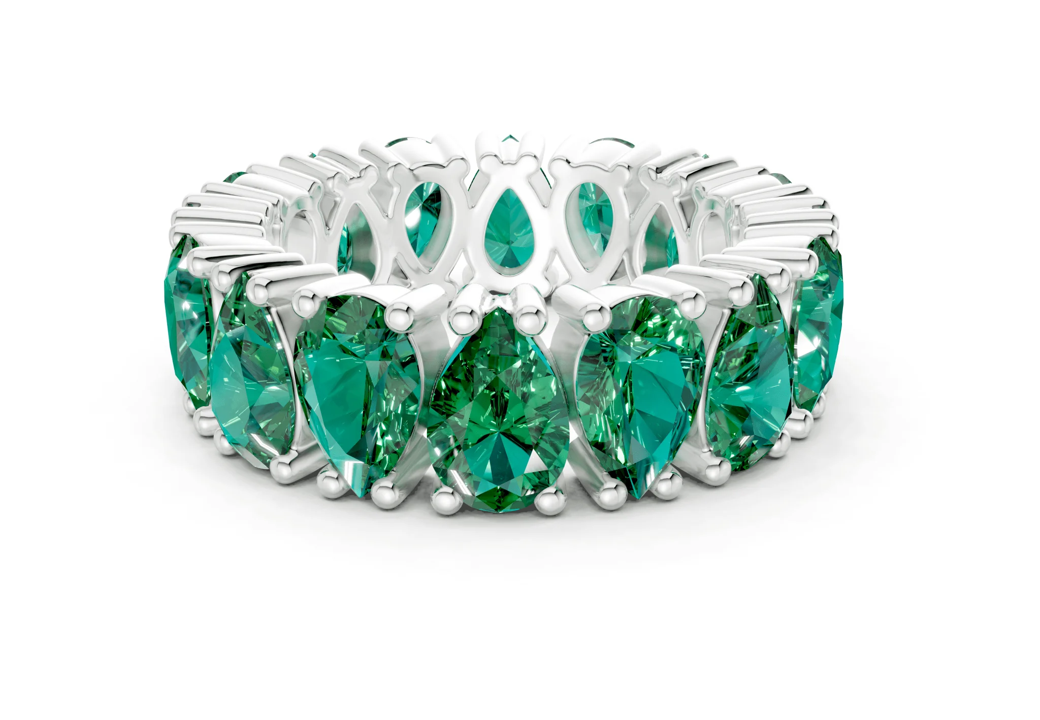 Melrose Pear Cut Emerald Gemstone Eternity Band 5 Carat Total Wt. - Image 9
