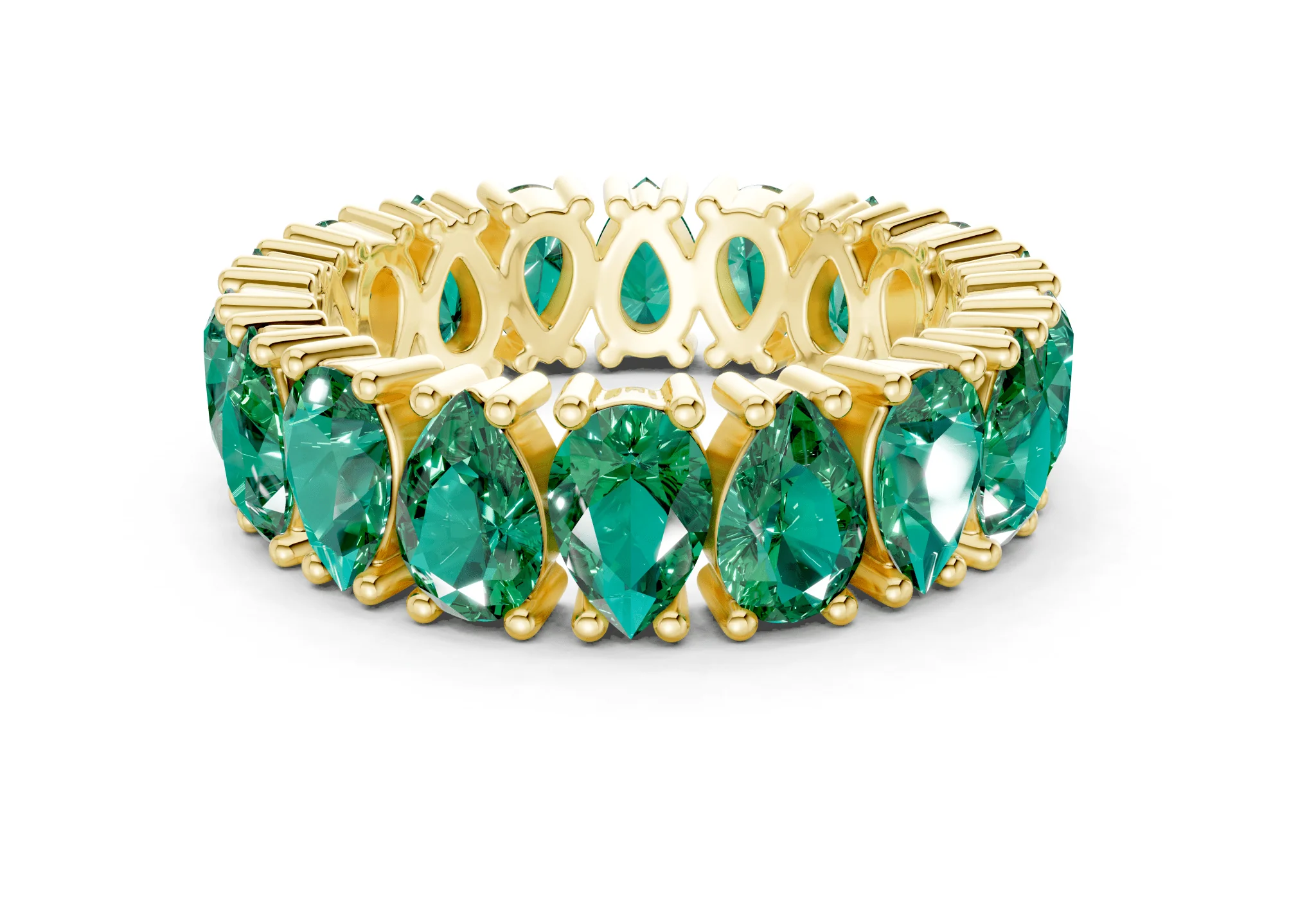 Melrose Pear Cut Emerald Gemstone Eternity Band 8 Carat Total Wt.