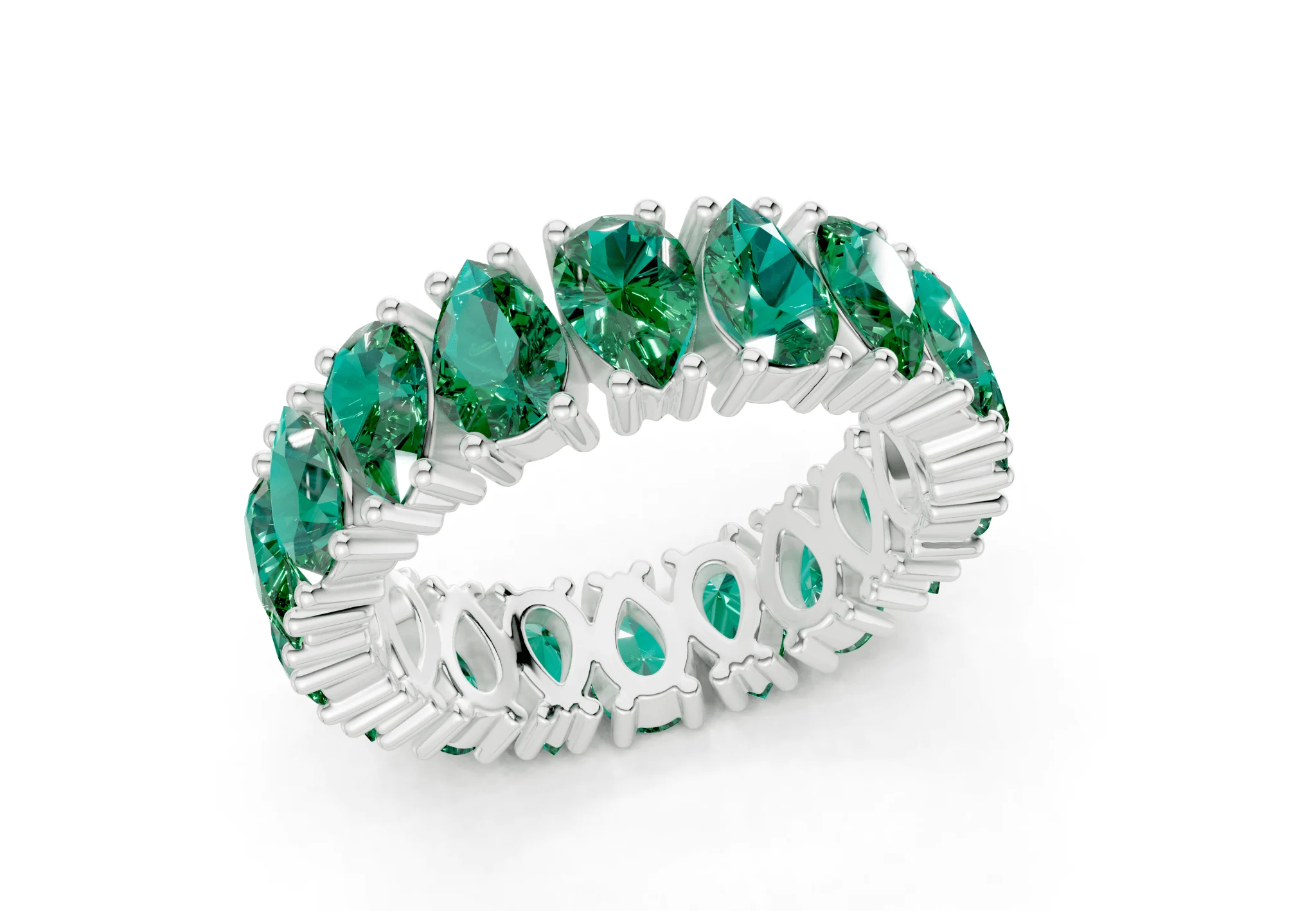 Melrose Pear Cut Emerald Gemstone Eternity Band 8 Carat Total Wt. - Image 12