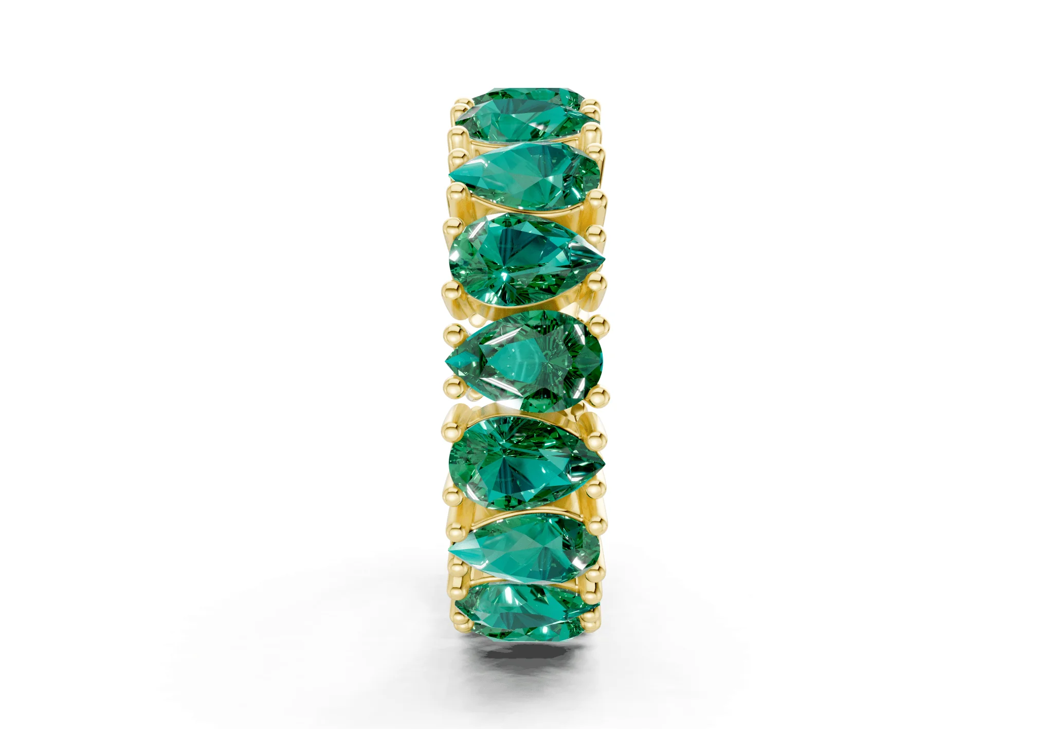 Melrose Pear Cut Emerald Gemstone Eternity Band 8 Carat Total Wt. - Image 3