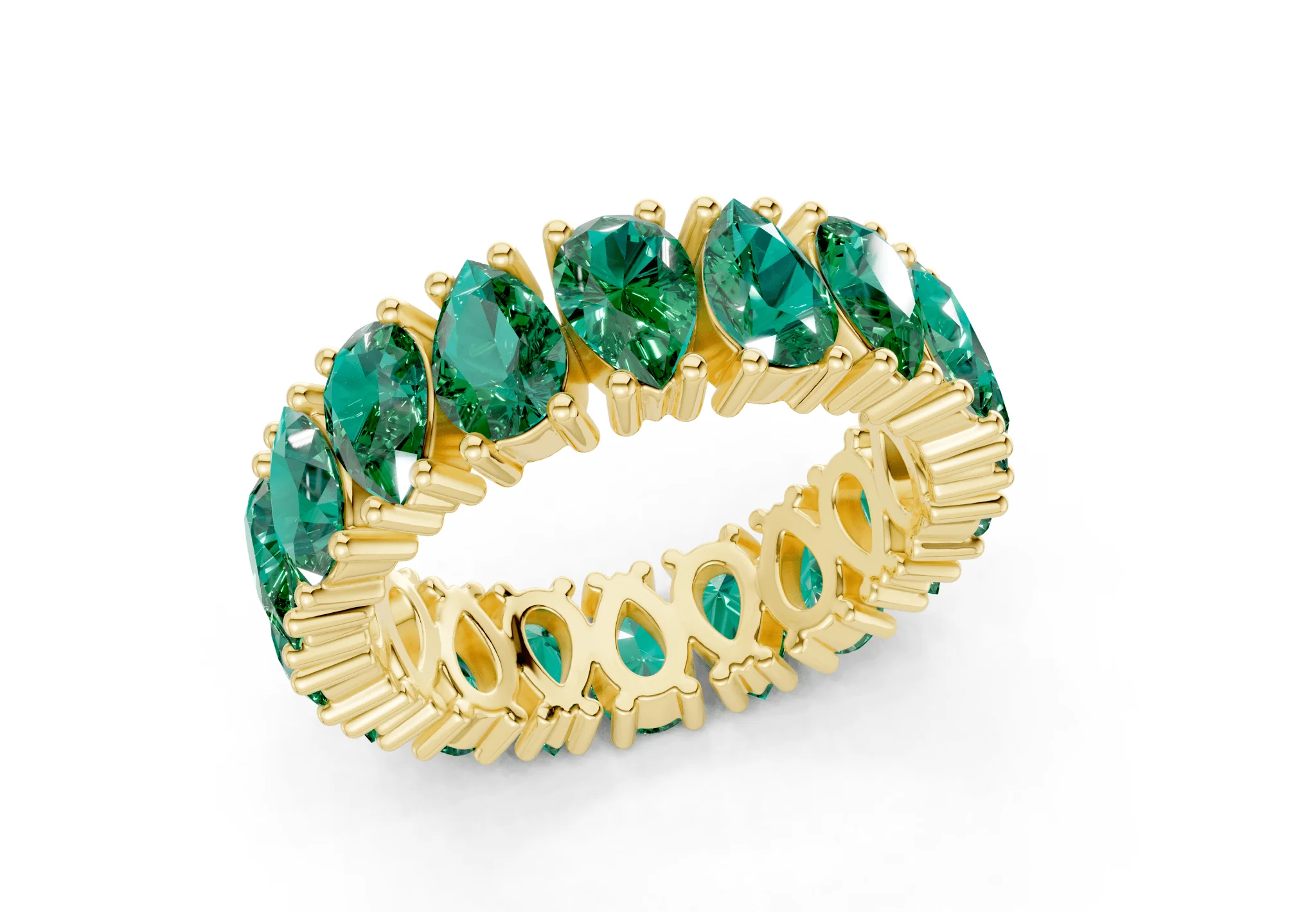 Melrose Pear Cut Emerald Gemstone Eternity Band 8 Carat Total Wt. - Image 4