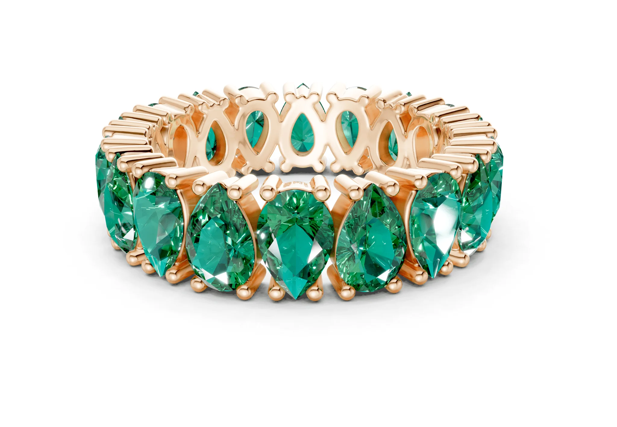 Melrose Pear Cut Emerald Gemstone Eternity Band 8 Carat Total Wt. - Image 5