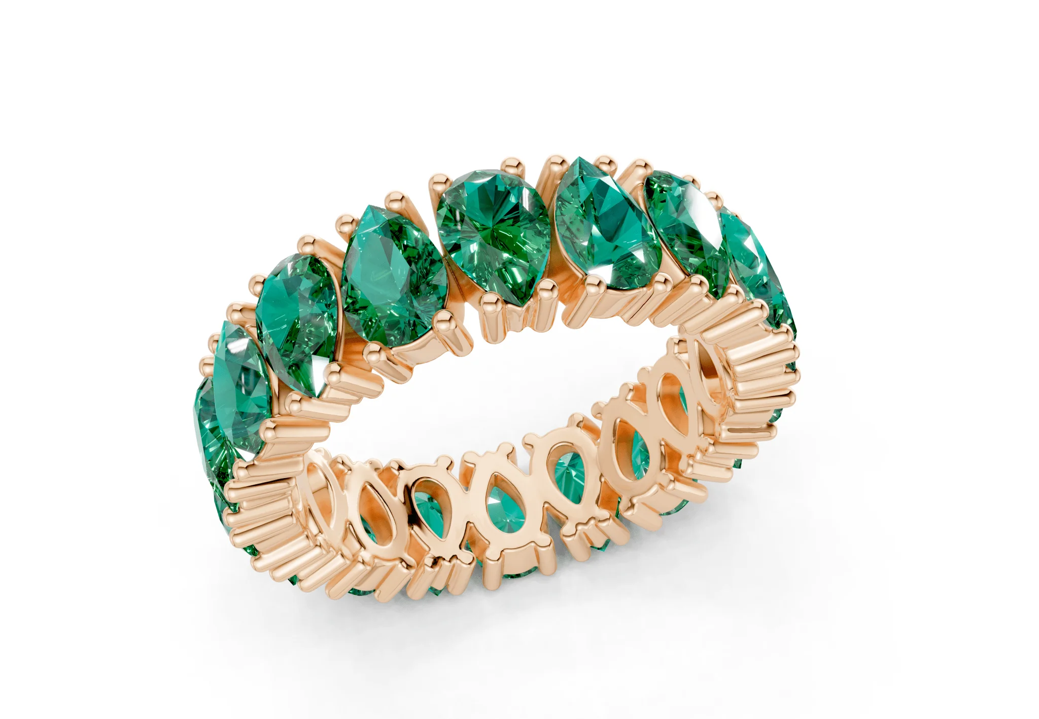 Melrose Pear Cut Emerald Gemstone Eternity Band 8 Carat Total Wt. - Image 8